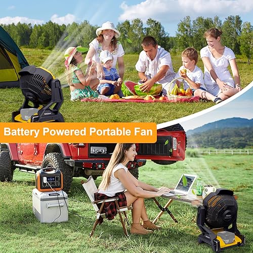 Miniatura 6 de Ventilador inalámbrico para el lugar de trabajo Dewalt de 20 V, ventilador portátil alimentado por batería con motor sin escobillas, velocidad