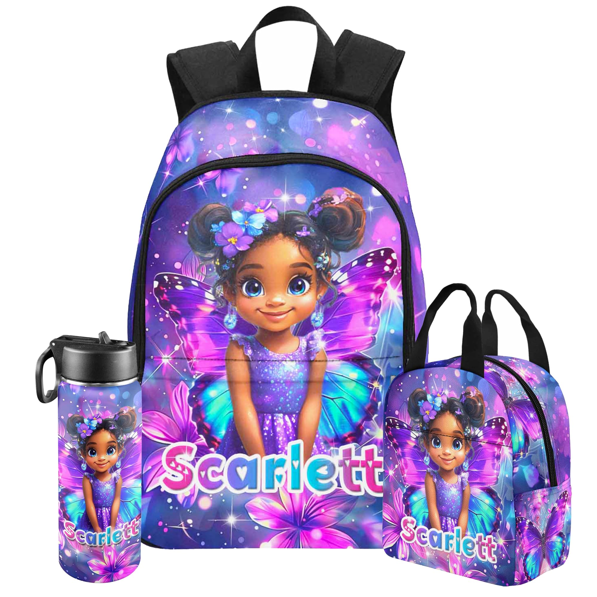 Artsadd Custom Kids Backpack with Lunch Box Set, Personalized Name School Bags Bookbag Lunch Bag for Boys Girls (Design 11)