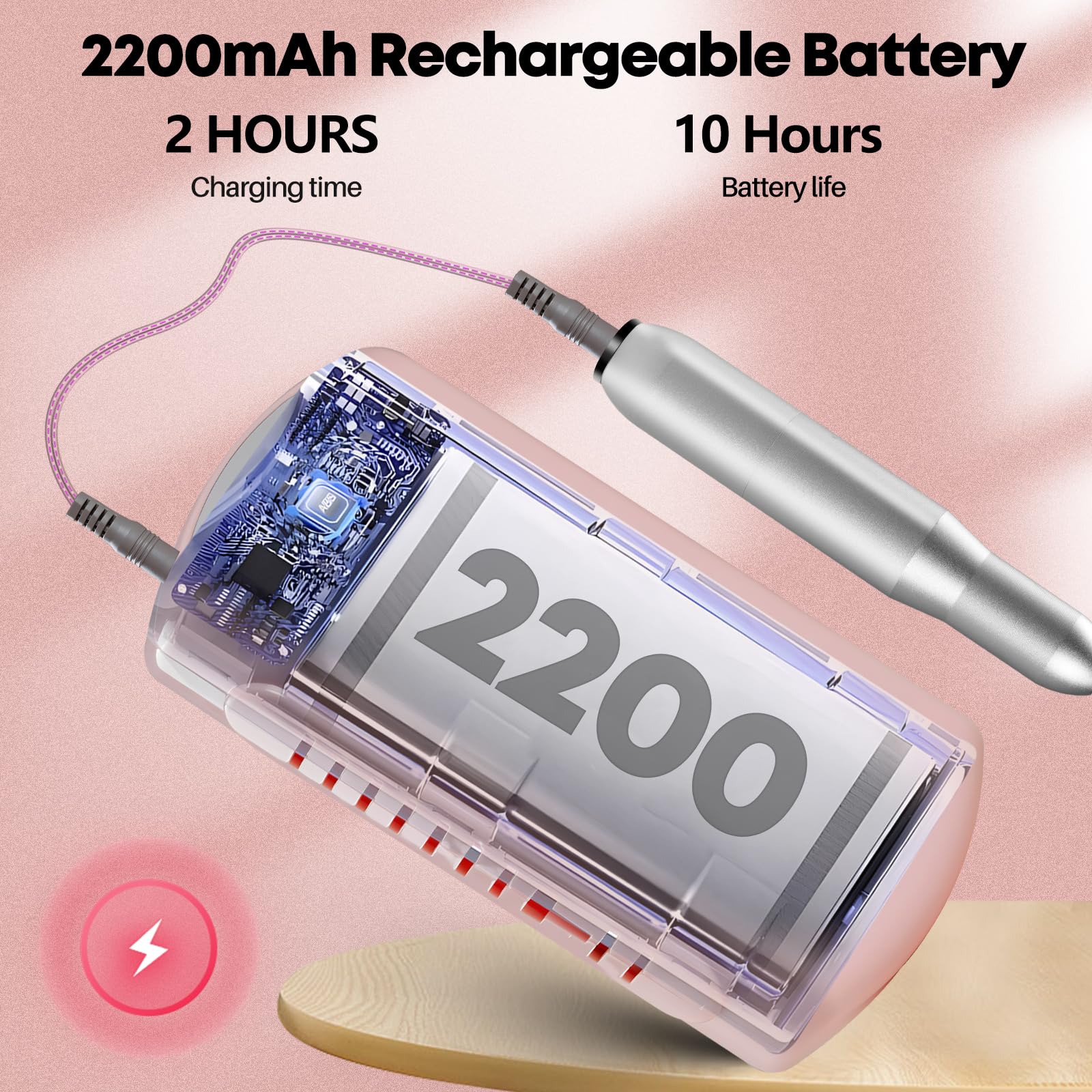 Droyek Taladro de uñas portátil profesional de 30000 RPM, 13 brocas de calidad de salón, 50 bandas de lijado, portátil y de bajo ruido para uñas acrílicas, eliminación de pulido de gel, kit de brocas