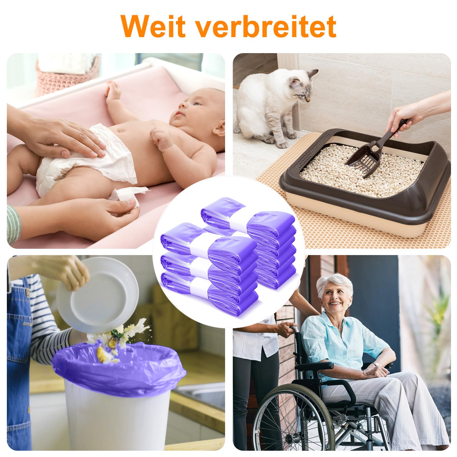 Lot de 12 recharges pour poubelle à couches, 4,5 m, compatibles avec AngelCare, Tommee Tippee, Litter Locker, sacs à couches