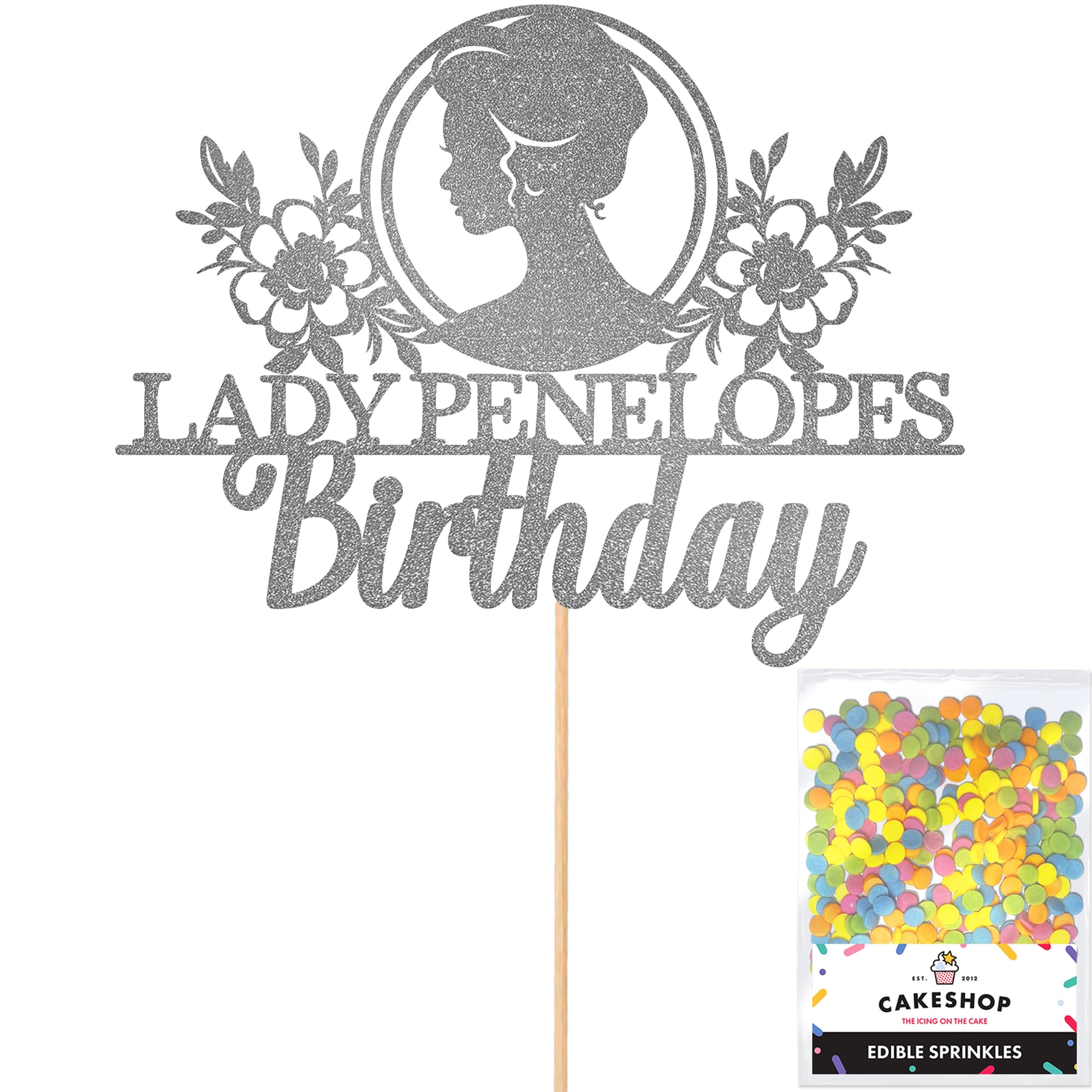 Personalised Bridgerton Themed Glitter Cake Topper - Any Name Glitter Cake Decoration and Sprinkles - Happy Birthday Decorations - Custom Toppers for Cakes by Cakeshop