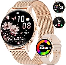 LIGE Women's Smart Watch with Bluetooth Calling, 1.32 Inch AMOLED Screen Smartwatch with Female Health, Sleep, Heart Rate, 100+ Sports Mode, IP68 Waterproof Pedometer for Android iOS