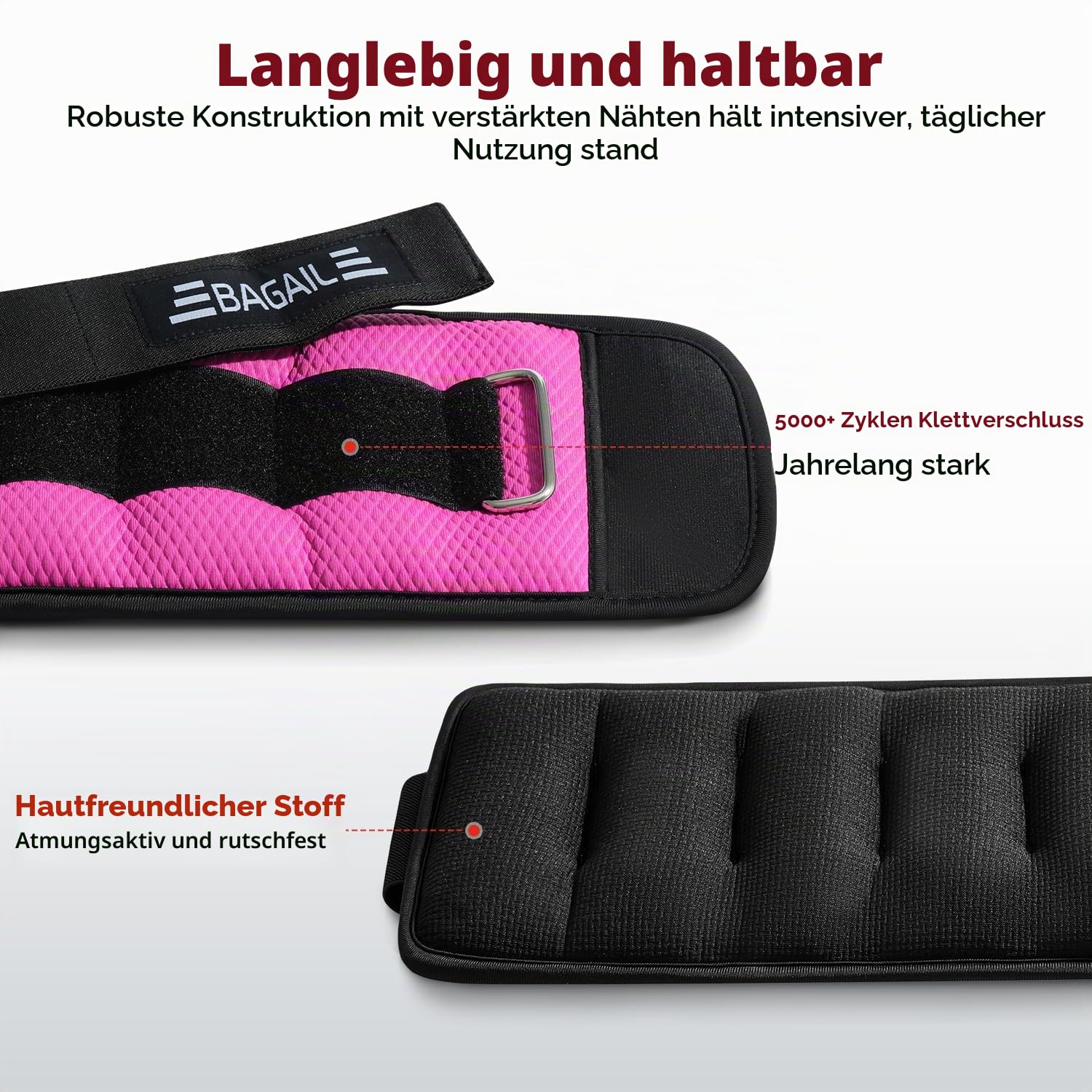 BAGAIL Knöchel- und Handgelenkgewichte für Frauen und Männer, 0,23–2,27 kg pro mit schlankem Design und sicherem Sitz, Armgewichtsset zum Gehen, Laufen, für das Heimtraining und die Physiotherapie
