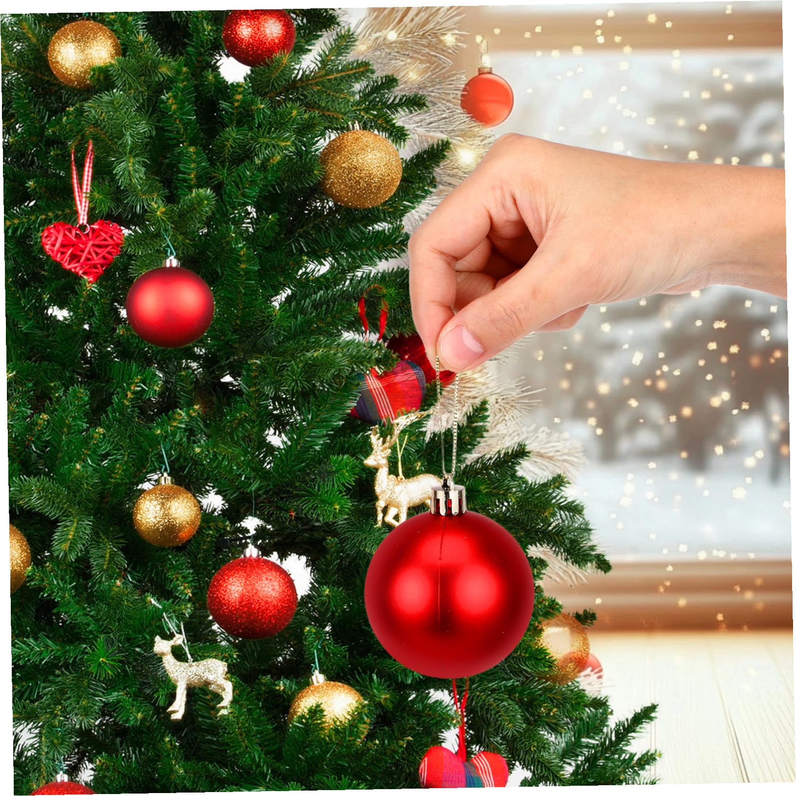 jojofuny 24 Pc Palline Natalizie Rosse 6cm in Plastica, Decorazioni Appese