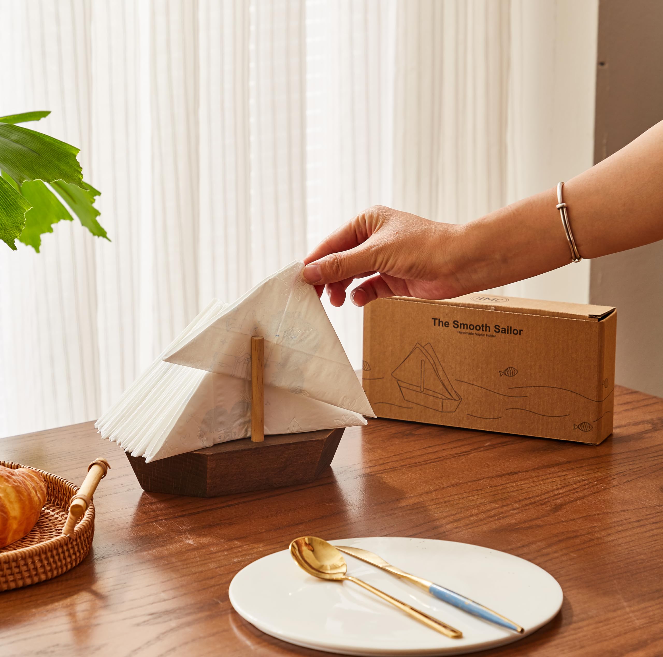 Servilletero de madera para velero, dispensador de servilletas decorativo de mesa con diseño náutico, perfecto para decoración del hogar y la cocina