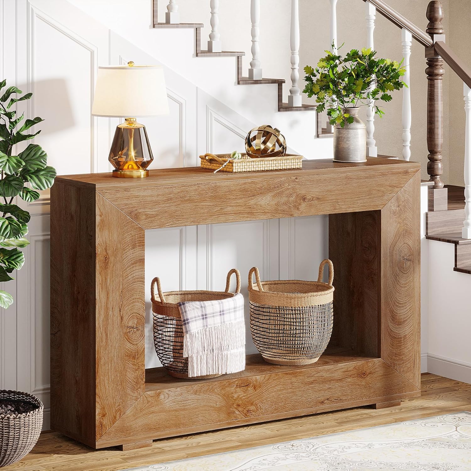 Lailang 120cm Mesa de Entrada, Aparador Entrada recibidor, Mueble recibidor Entrada, Mesa Consola Estrecha, Consola recibidor Madera, Recibidores Modernos, 120 x 30 x 84 cm, Natural Wood