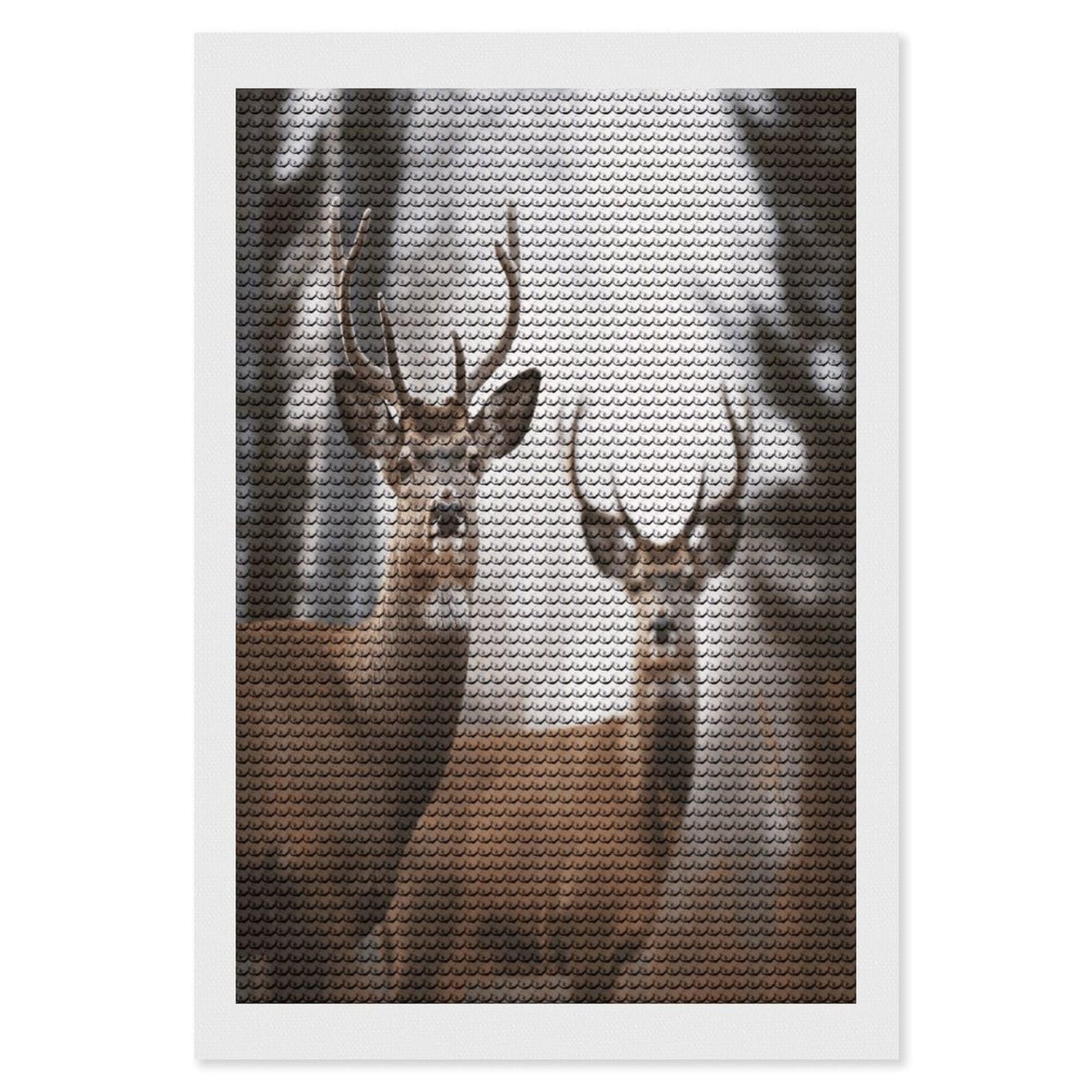 FekiLoot Deer Diamond Art Kits for Adults Diamond Painting Kits for Beginners DIY Diamond Art Kits Round Full Drill Diamond Dot Gem Painting for Home Wall Decor Gift 8"x12"