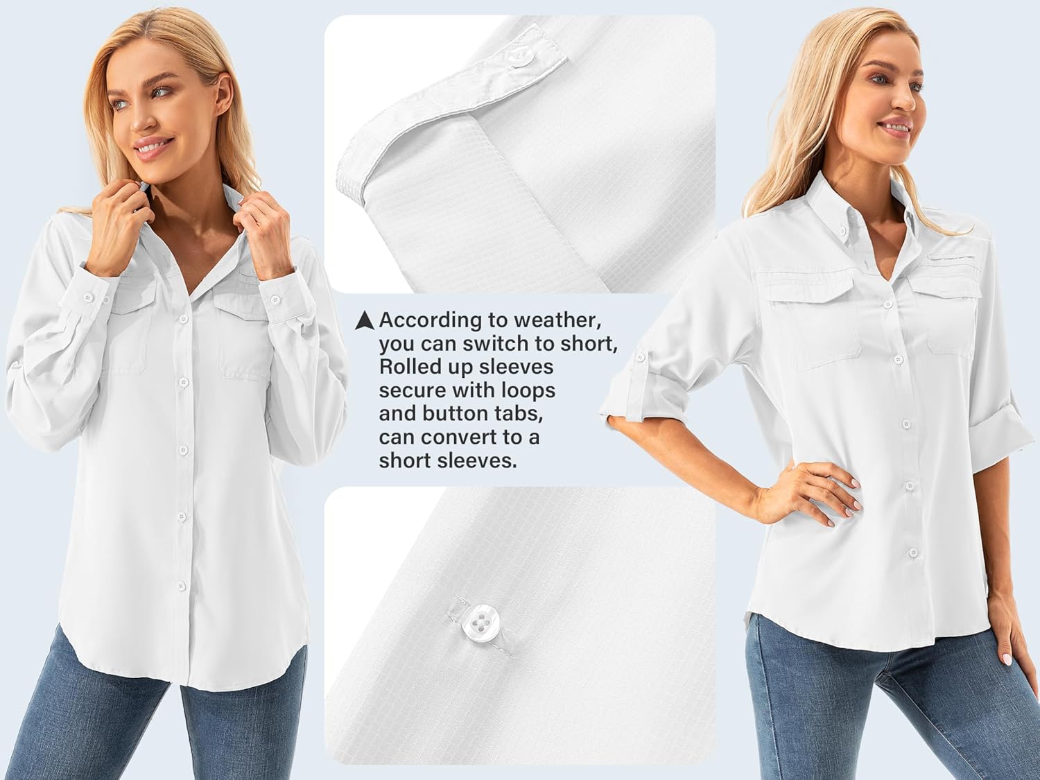 Womens UPF 50+ UV Sun Protection Safari Shirts Long Sleeve Outdoor Cool Quick Dry Fishing Hiking Gardening Shirts - Image 7