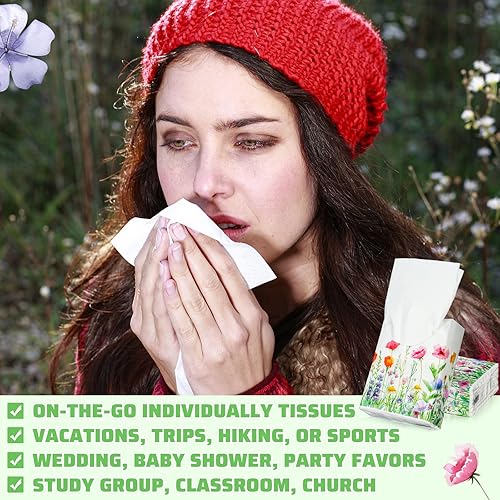 Miniatura 29 de Therwen Paquete de 100 pañuelos de bolsillo a granel, 1000 hojas, mini pañuelos a granel, 3 capas, tamaño de viaje pequeño, tamaño de bolsillo