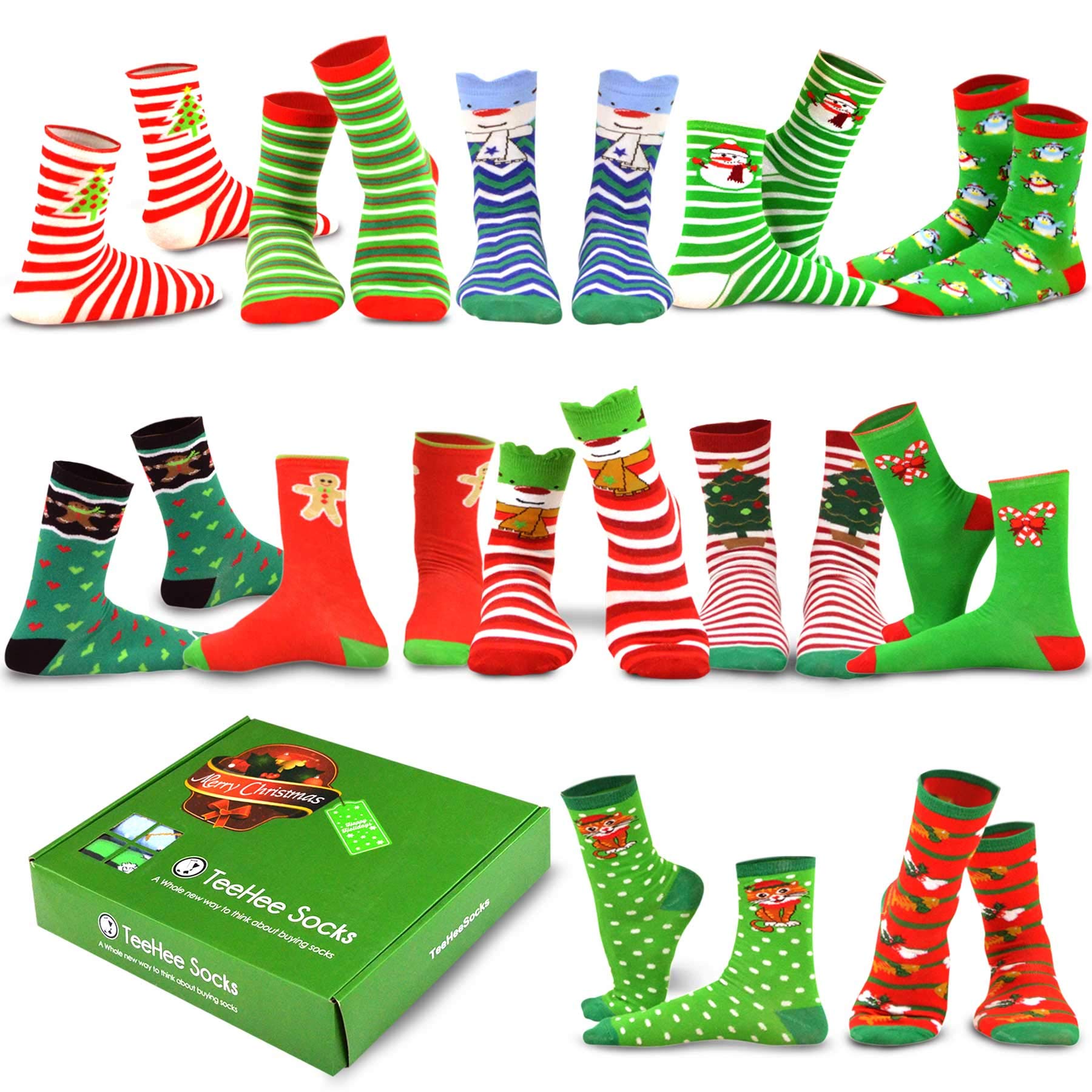 TeeHee Special Holiday 12-Pair Socks With Gift Box For