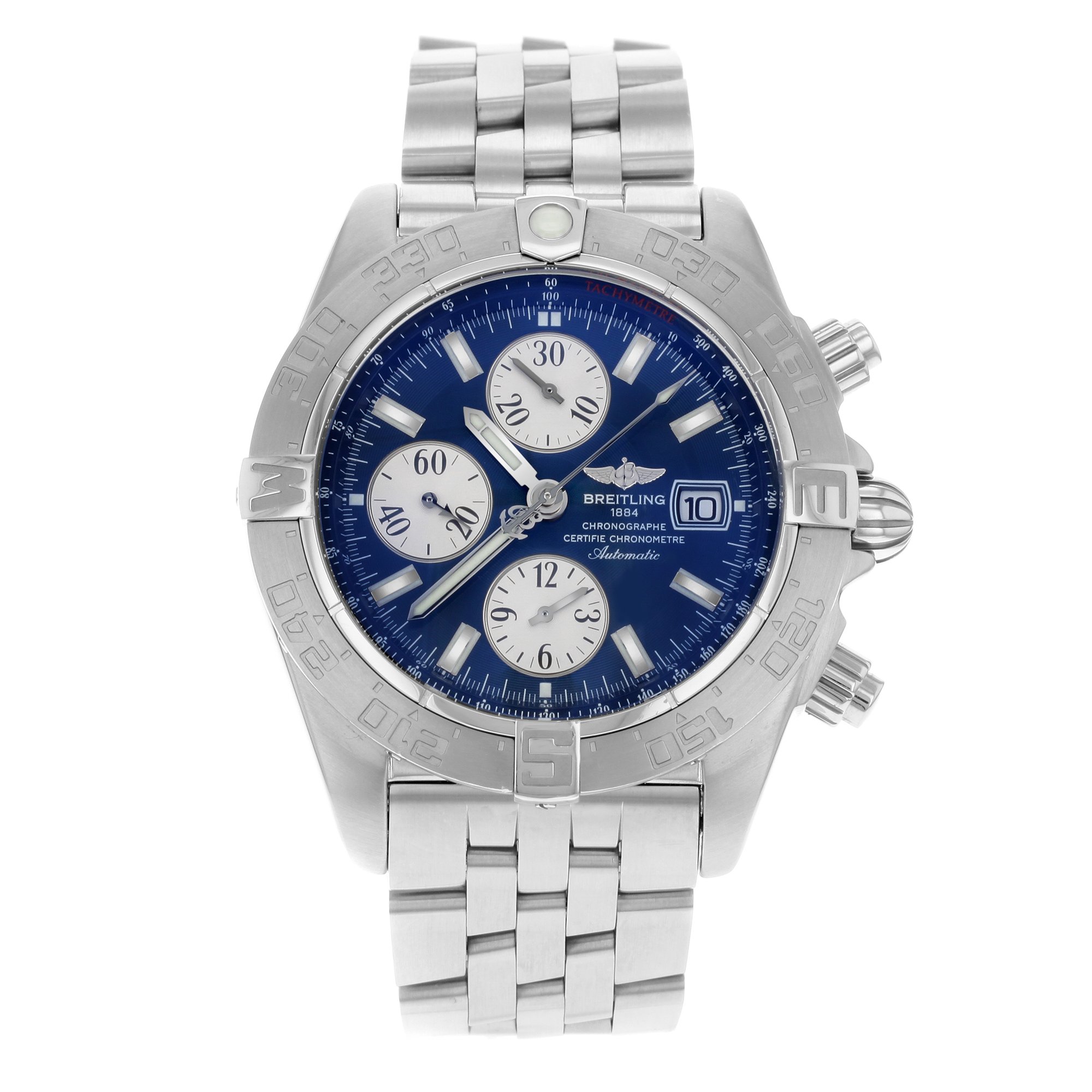Galactic Chronograph Blue Dial Stainless Steel Mens Watch A1336410-C645SS