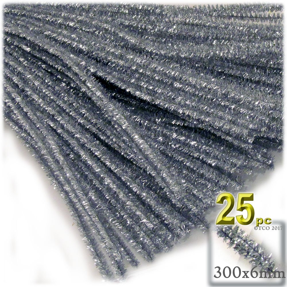 The Crafts Outlet Chenille Sparkly Stems, Pipe Cleaner, 12-in (30-cm), 25-pc, Royal Blue