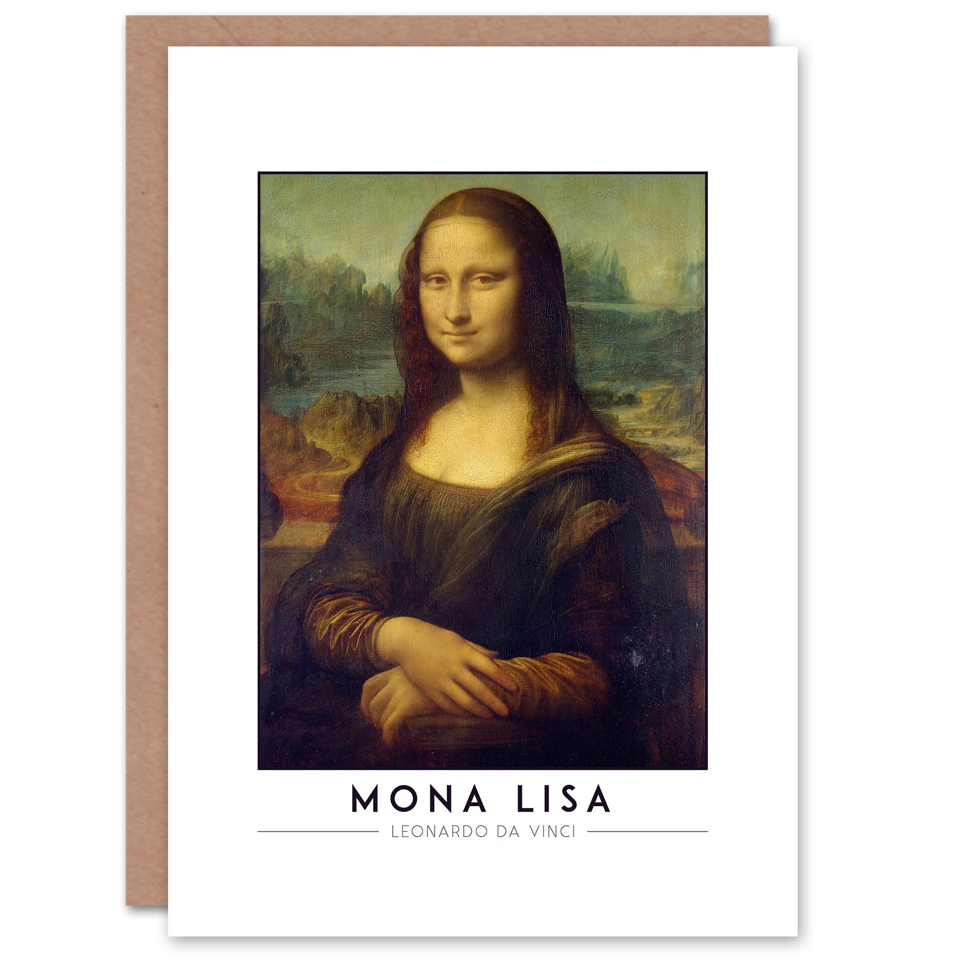 Artery8 Leonardo Da Vinci Mona Lisa Portrait Greeting Card – Famous Renaissance Masterpiece Card