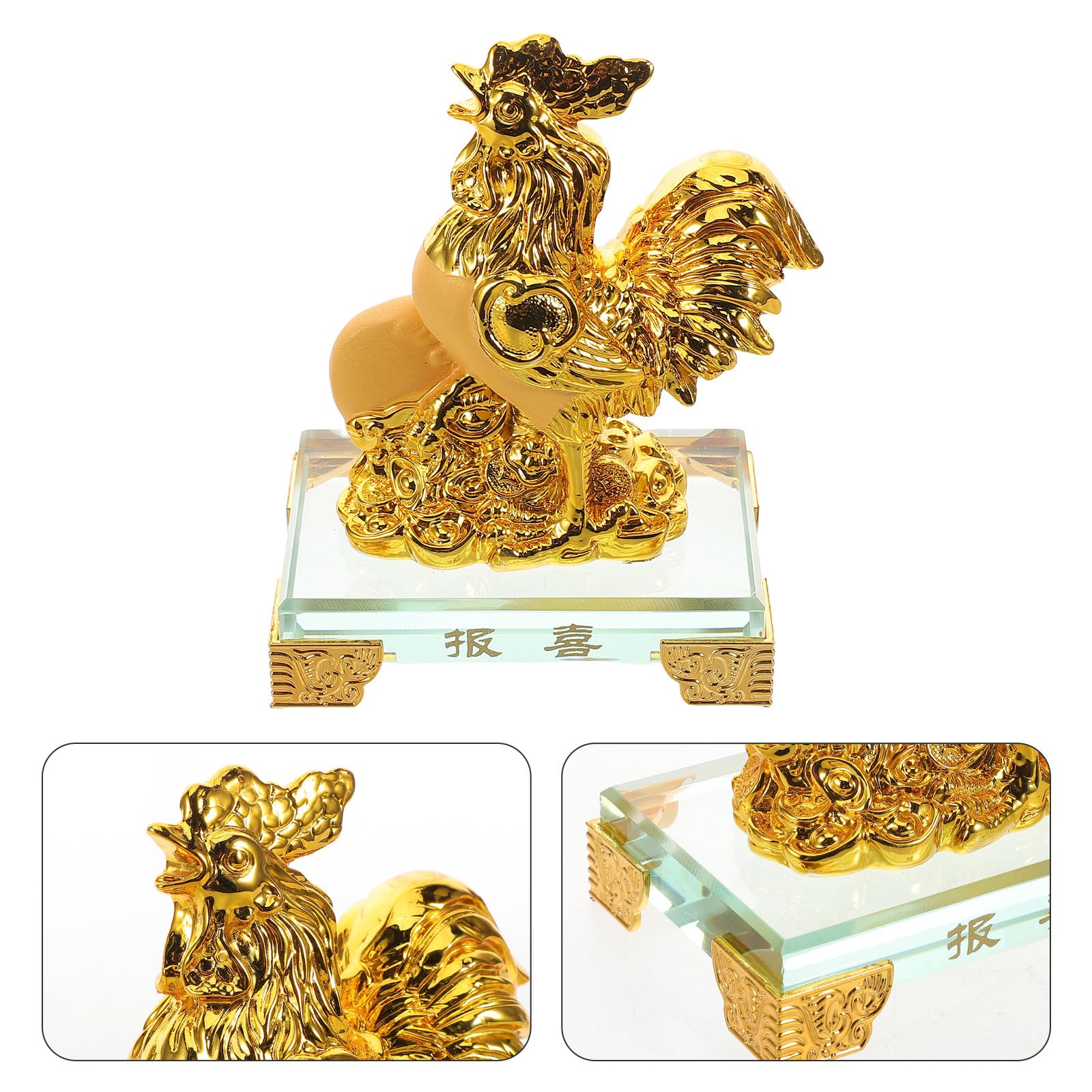 Resin Huhn Skulptur Chinesisches Tierkreiszeichen Hahn Figur Langlebige Handwerkskunst Desktop Dekoration Büro Auto Schmuck Feng Shui Glücksbringer