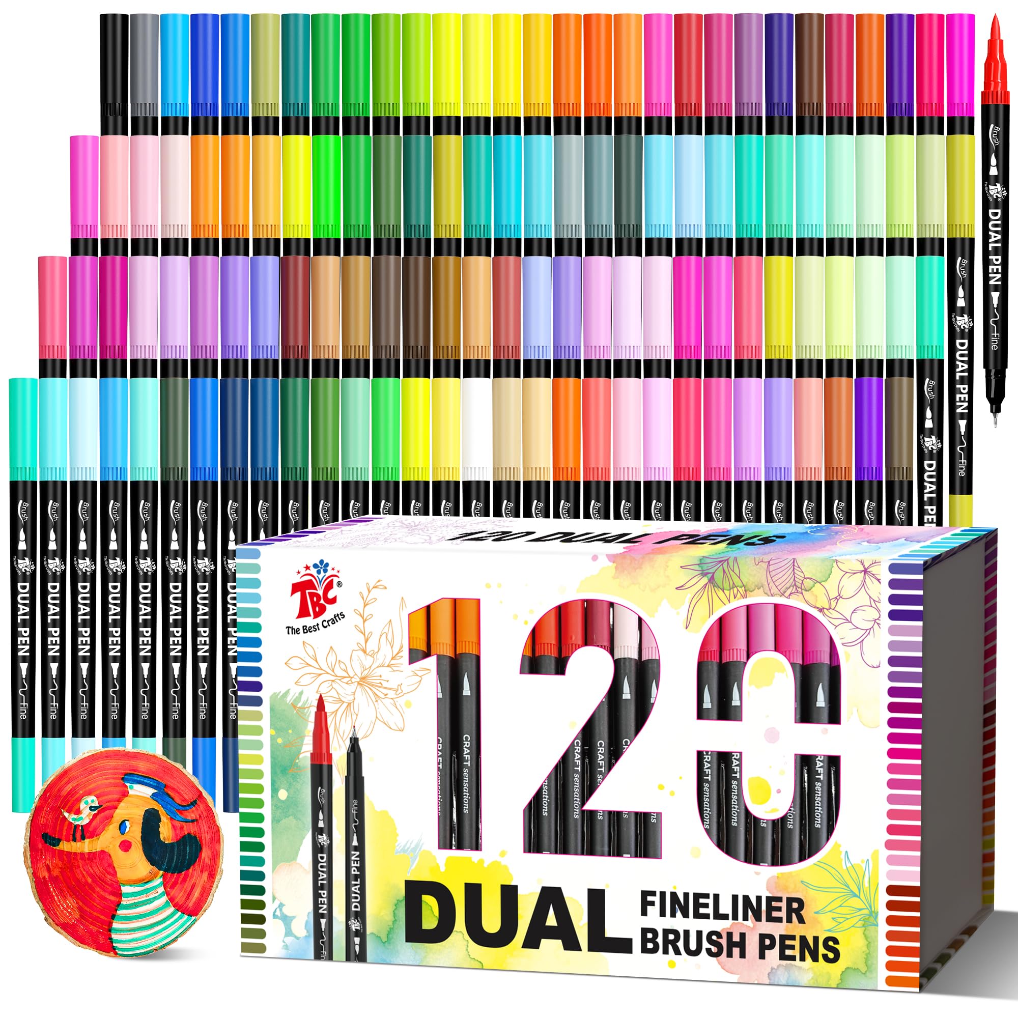 TBC The Best Crafts Dual Markers Brush Pens 120 colors Art Marker Art Markers Gifts for Teens Double