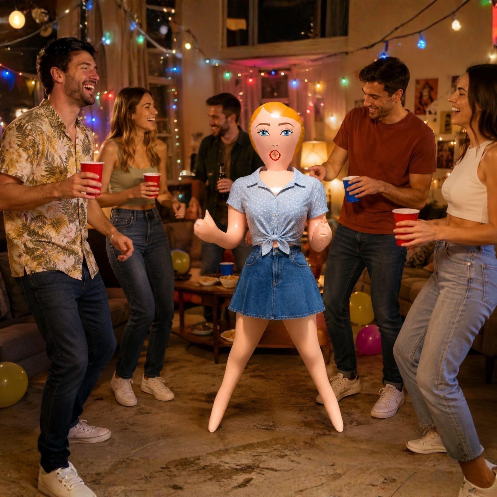 Aufblasbare Display Figur mit Bräutigam Schärpe - Junggesellenabschied Dekorationen - Bachelorette Party Dekor - Gag Geschenk - Neuheit Aufblasbare Figur 60 Zoll - Blondi Care