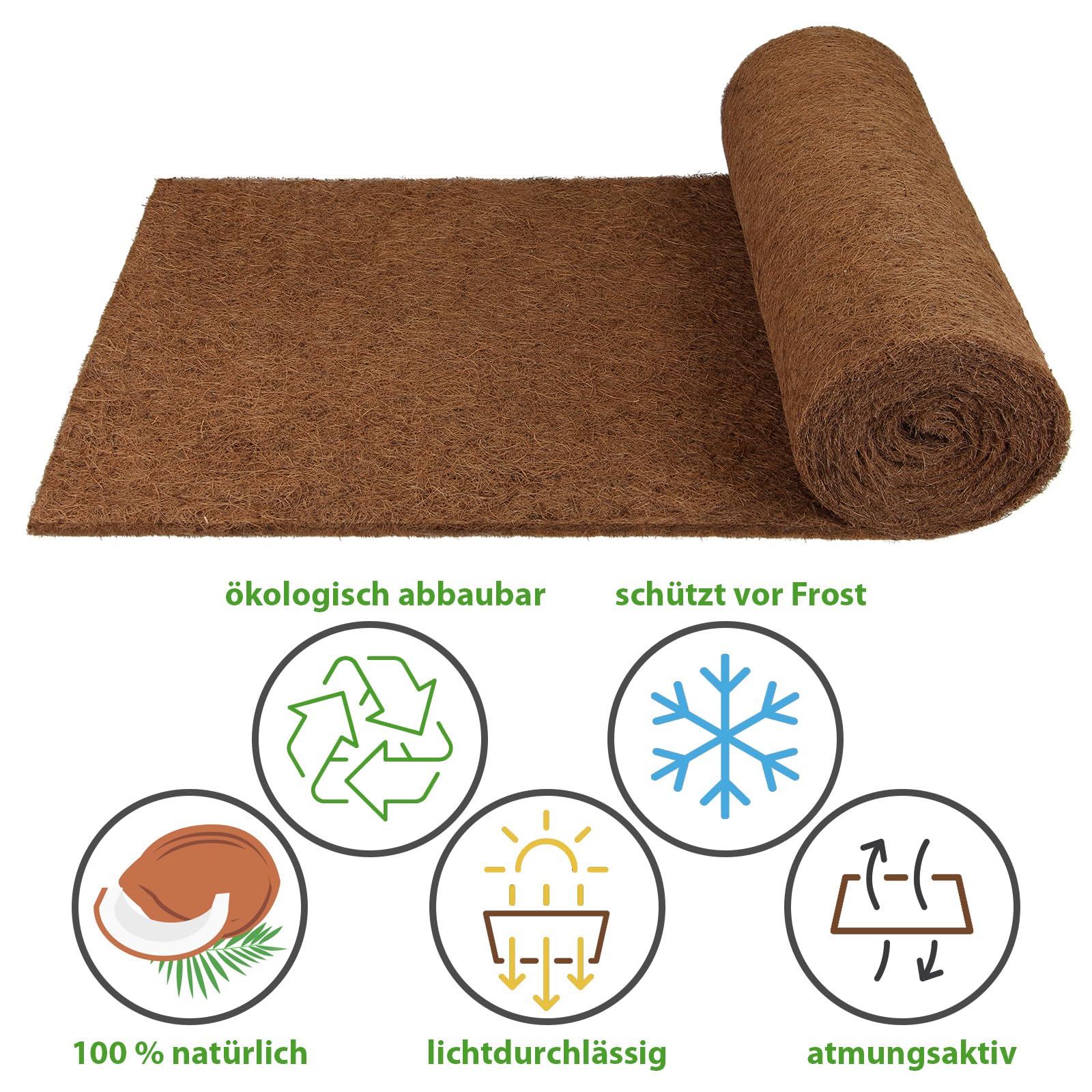 2 Rotoli Stuoia In Fibra Di Cocco 100x40cm + 3 Dischi 40cm – Protezione Invernale Per Piante In Vaso E Tronchi D'Albero