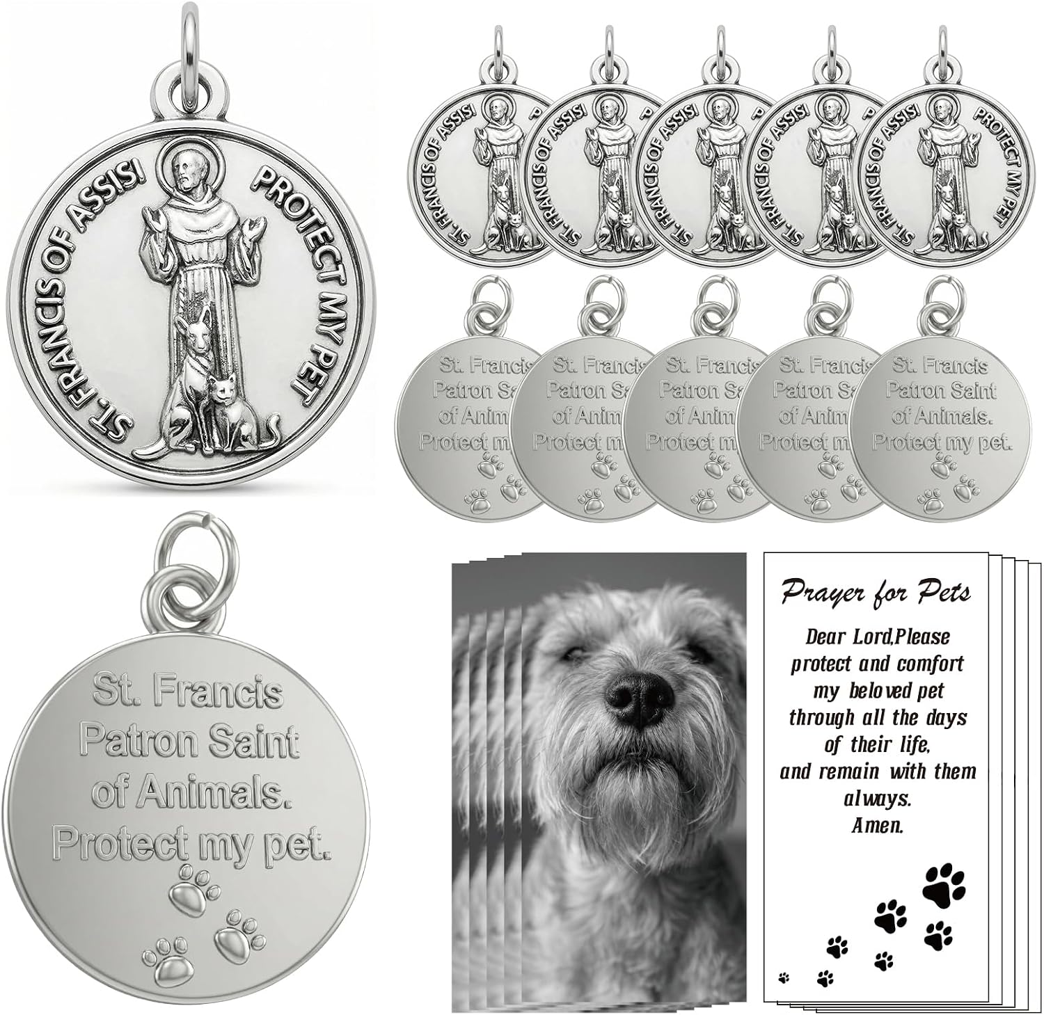 Rlcvecv 10 Pcs Our Lady of Mount Carmel & Sacred Heart of Jesus Medals,Scapular Medal Catholic Metal Pendant for Car Necklace Bracelet Keychain Rosary,Escapulario De La Virgen Del Carmen