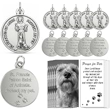 Rlcvecv 10 Pcs Saint Francis of Assisi Pet Medals with Holy Cards Set, St Francis Tag Hang on Dog or Cats Collar,Catholic Dog Tag Patron Saint of Animals Medal