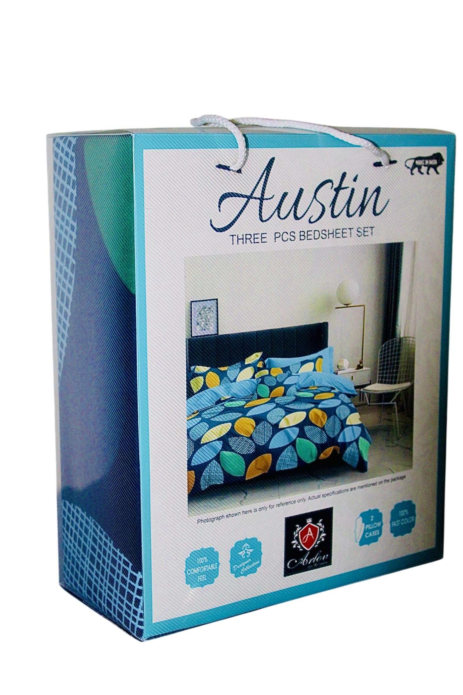 Modern Geometric Duvet Cover Set, Navy Blue with Yellow and Mint Leaf Pattern, Queen Size 90x100inches-image-34