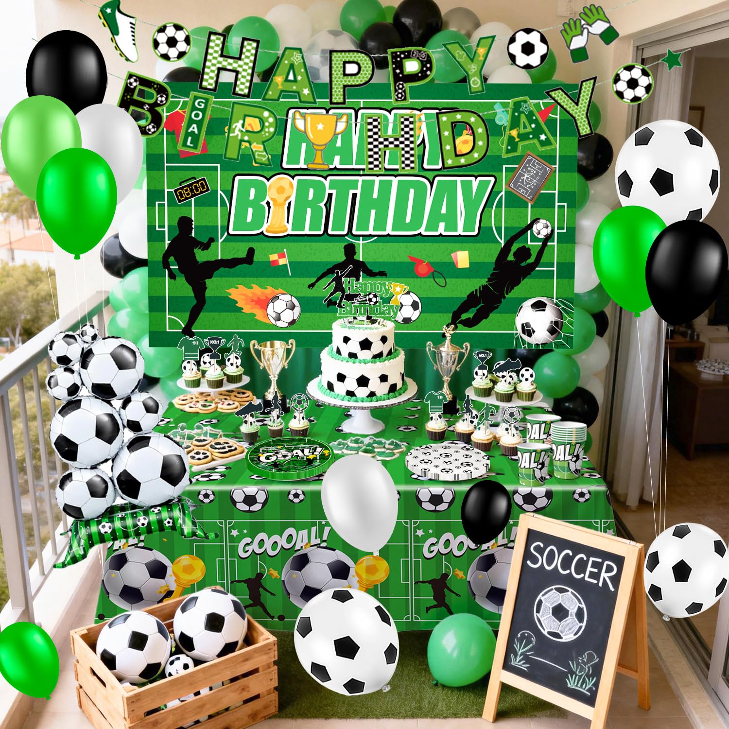Forniture per Feste di Calcio,137 Pezzi Stoviglie per Feste di Calcio Compleanno Calcio Decorazioni Set Tema Calcio per Piatti Tazze Palloncini Striscioni etc Decorazioni per Festa Tema Calcio