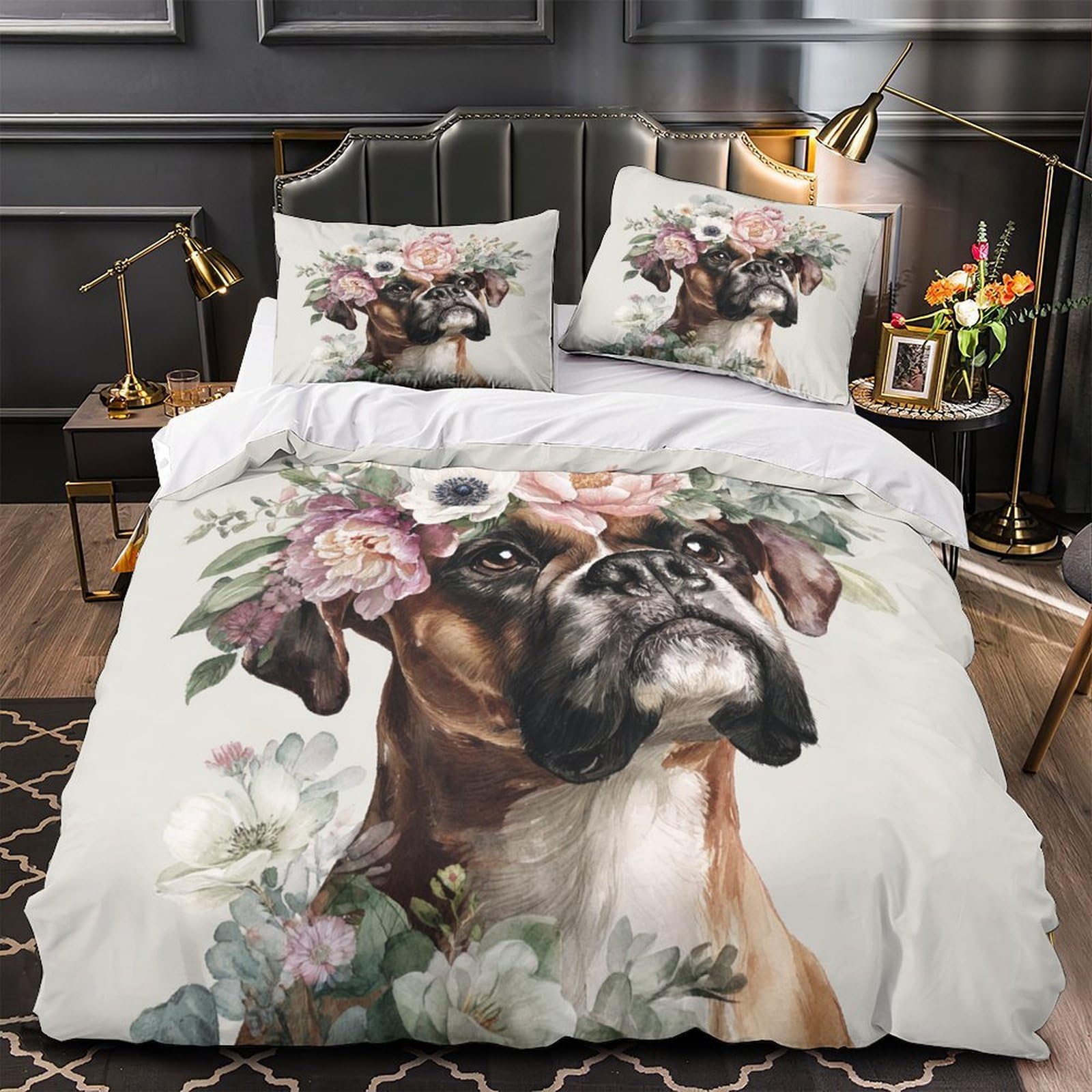 Housse de couette Boxer 140x200 microfibre avec parure de lit ado et taie d'oreiller