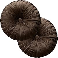 Vista 17 de Almohada Decorativa Redonda de Terciopelo para Decoración del Hogar Cojín Redondo Plisado para Sofá Silla Cama Automóvil (Albaricoque)