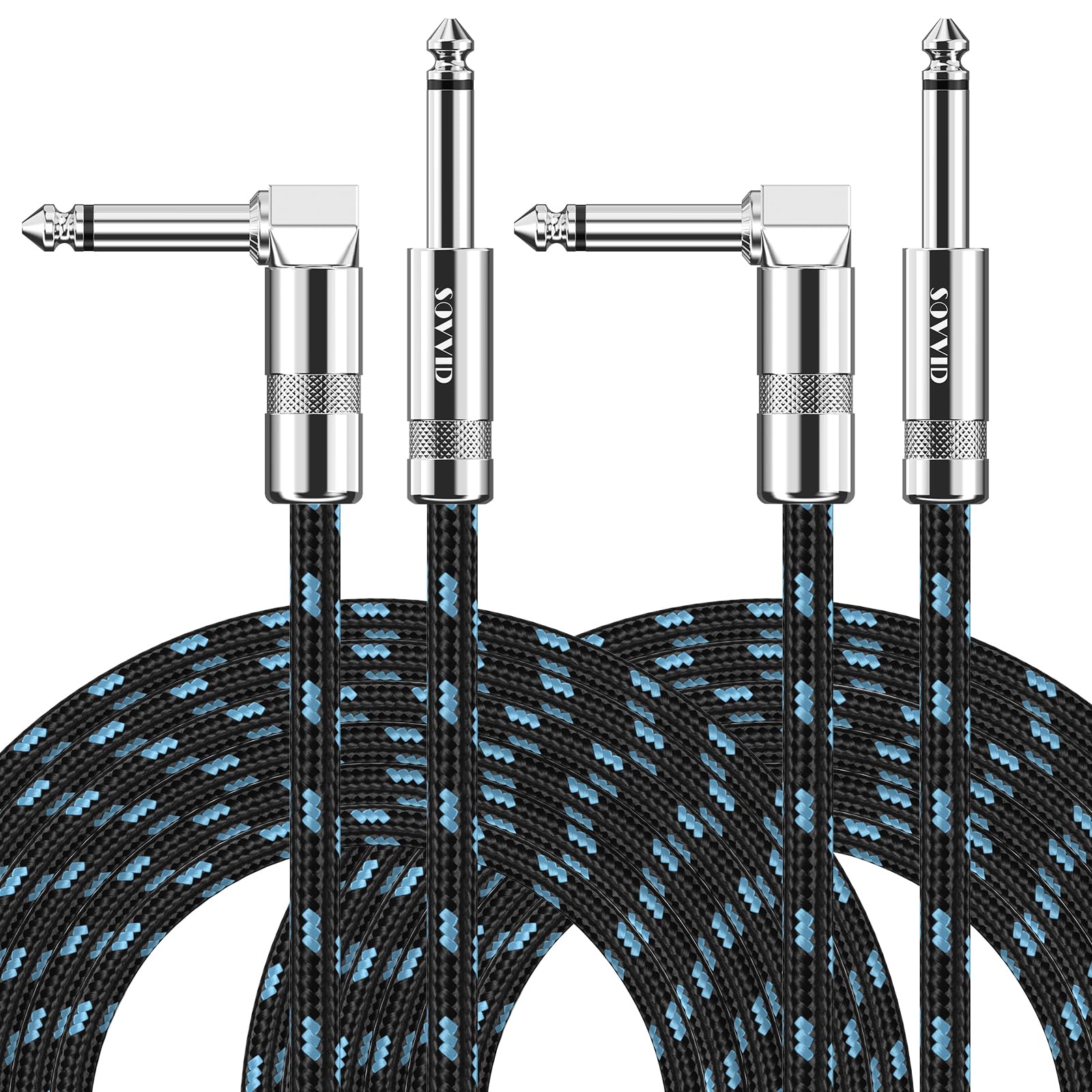 20FT 2 Pack Instrument Cable - Electric & Bass Guitar, Keyboard, AMP Cord - 1/4 Inch Righ…