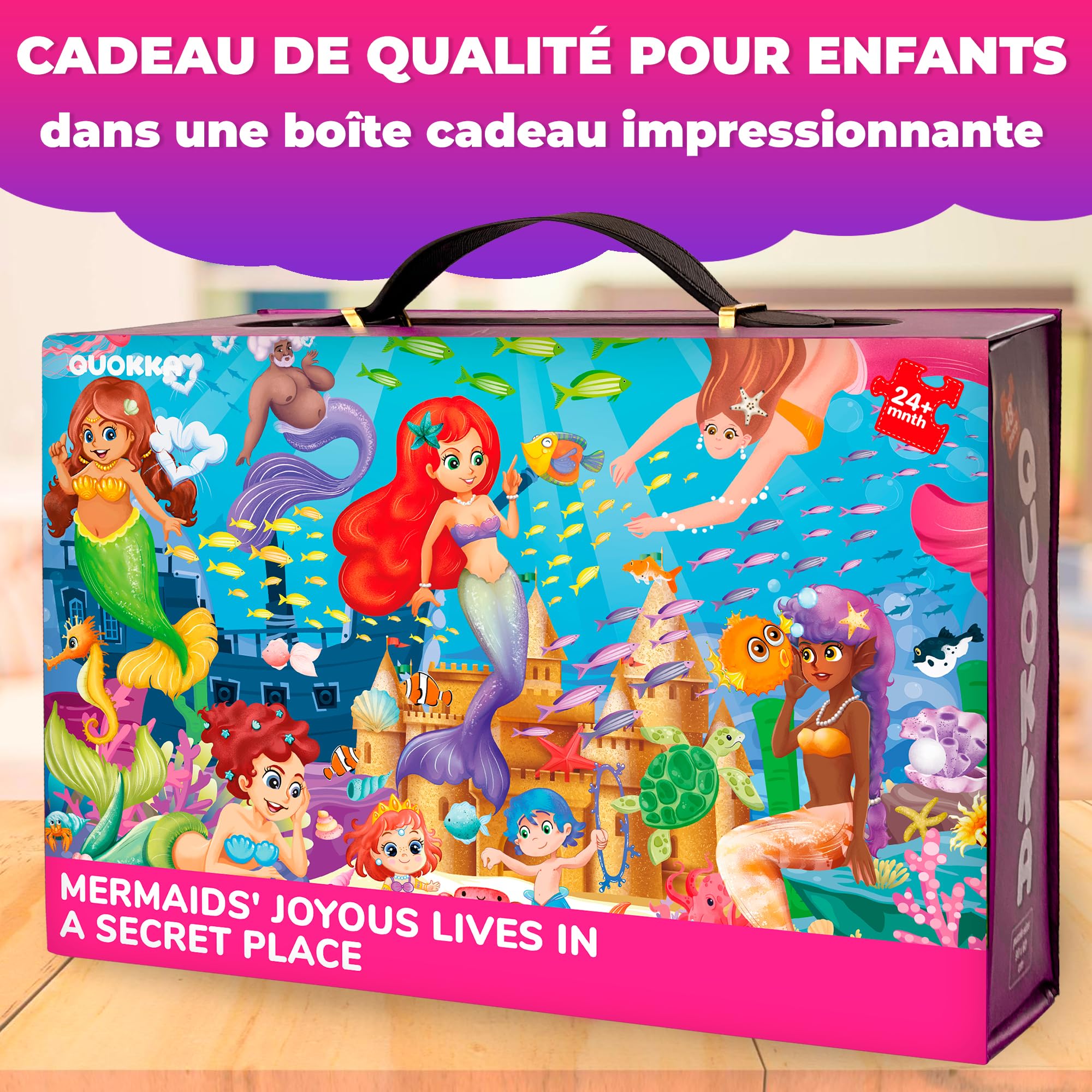 QUOKKA Puzzle Geant Enfant 3 4 Ans - 60x90 cm 48 Pièces Puzzle XXL de Sol Enfants 5 6 Ans - Grand Sirène Jouet pour Garçons et Filles - Educatif Cadeau