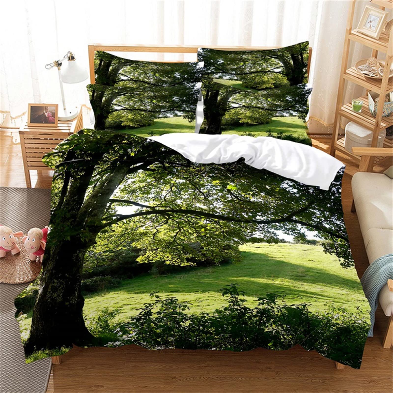 Housse de couette 90x190 microfibre vert pour lit enfant avec sa taie