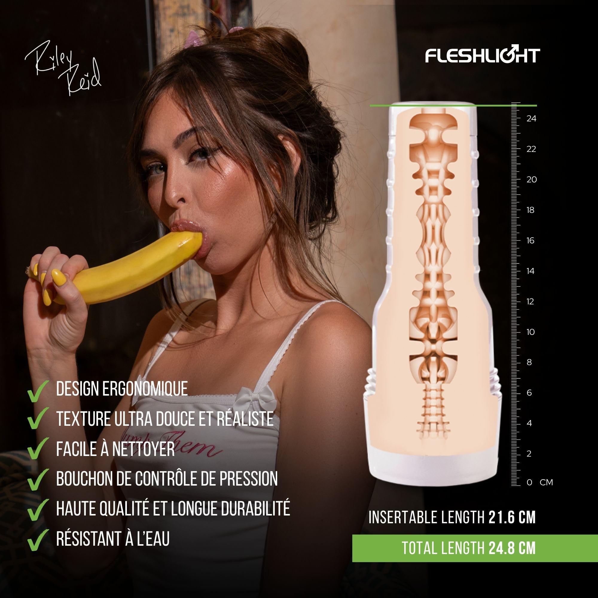 Fleshlight Riley Reid Insomnia (Mouth) - Masturbateur Homme Real Experience - Sensation Intense - Facile à Nettoyer