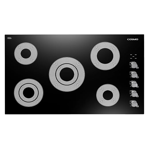 36 in. Vista Coll 5 Burner Electric Cooktop, Dual Zone Elements, Knobs