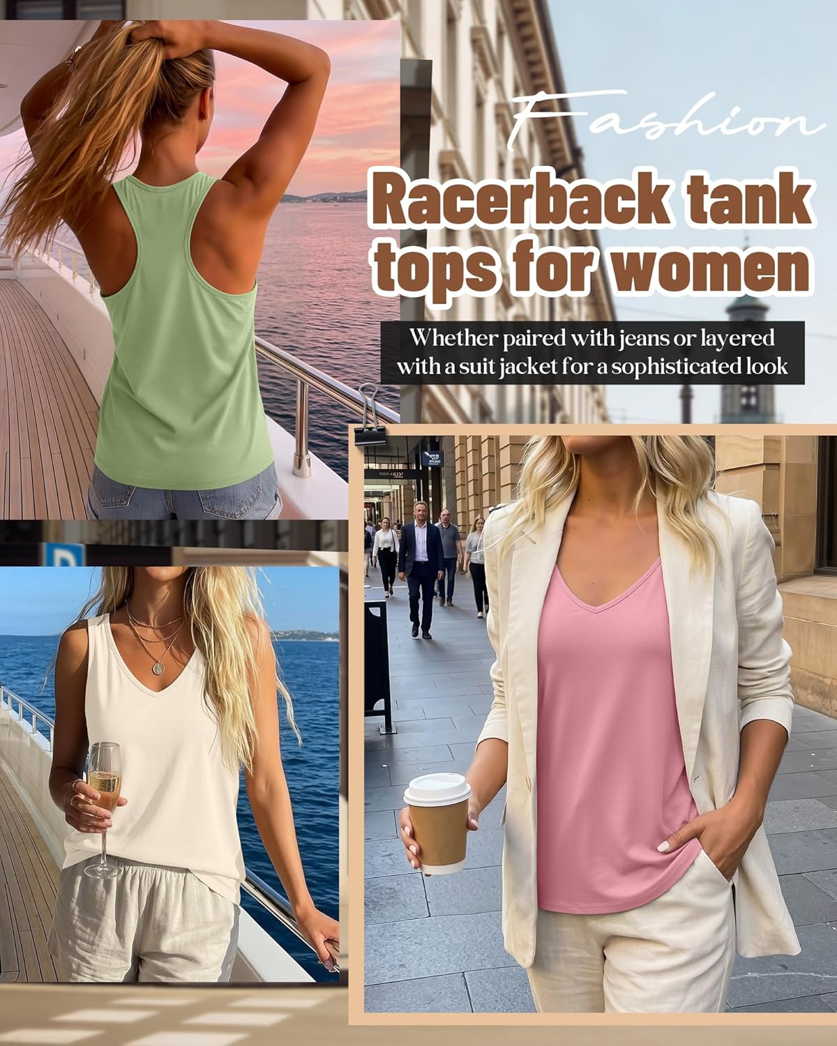 Huukeay 3 Pack Women's Tank Tops V Neck Summer Racerback Tops Loose Fit Casual Sleeveless Tee Workout Yoga Athletic Shirts - Image 4