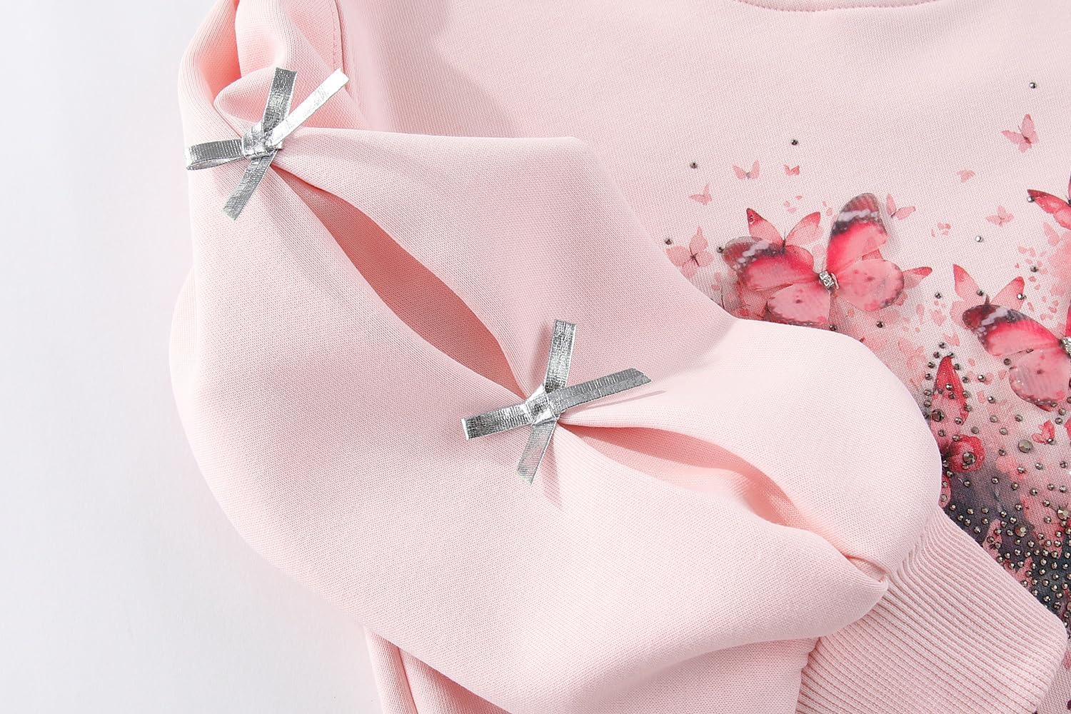 Peacolate 5-12Years Spring Fall Clothingsets Kid Little&Big Girls Pullover Long Sleeve T Shirt and Embroider Butterfly Jeans - Image 9