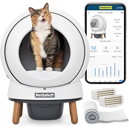 PetSafe ScoopFree SmartSpin Self-Cleaning Cat Litter Box - Advanced Odor Control Technology, App Controlled with Health Monitoring