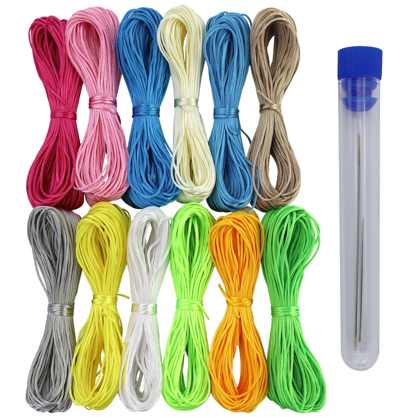 Craftdady 8 Rotoli Di Cordoncino In Nylon Da 0,8 Mm Per Gioielli, In Raso, Filo - Foto 2