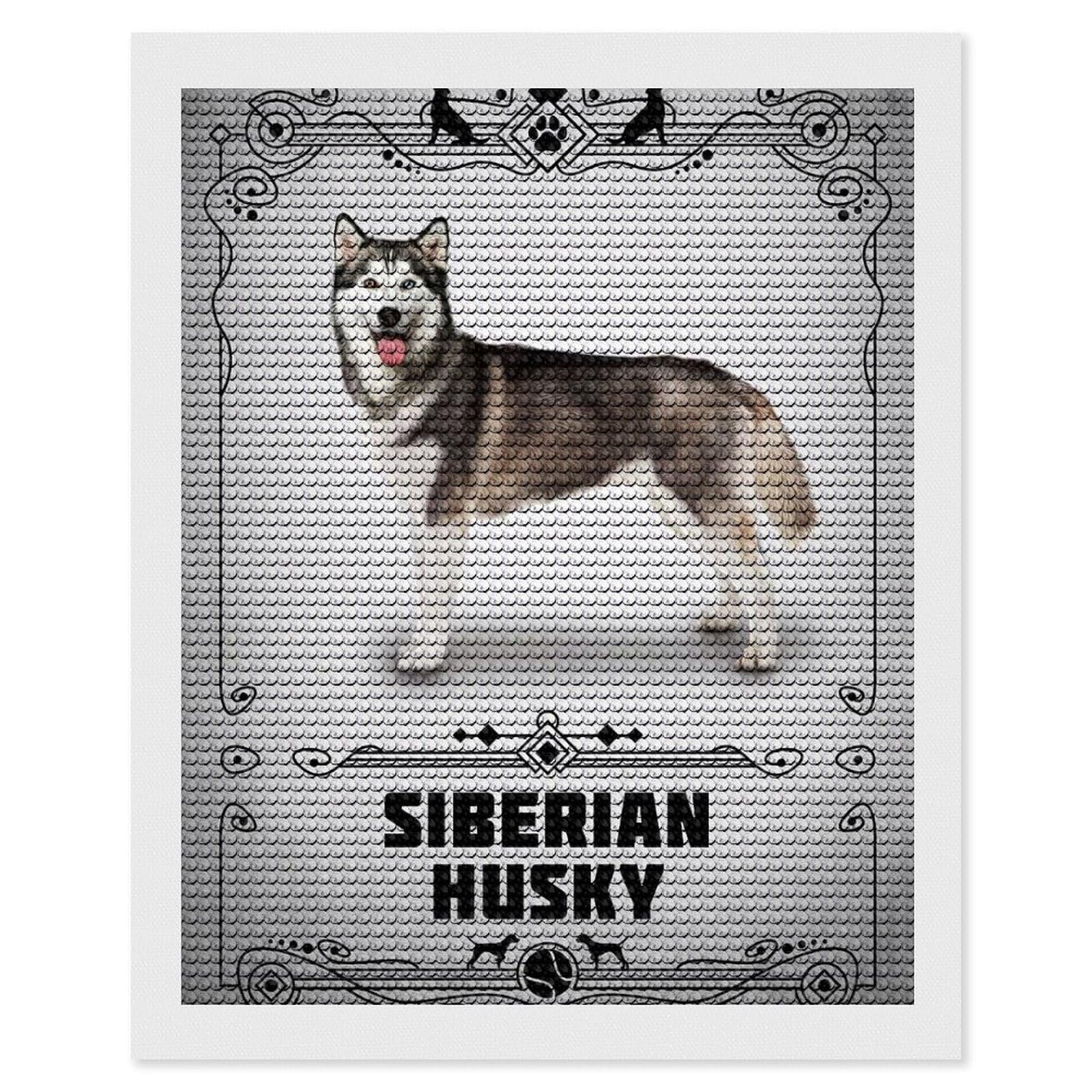 Junmoney Siberian Husky Diamond Painting Kit 16"x20", Festive Craft Gift, Bedroom Decor, Full Kit Included, Creative Gift Idea