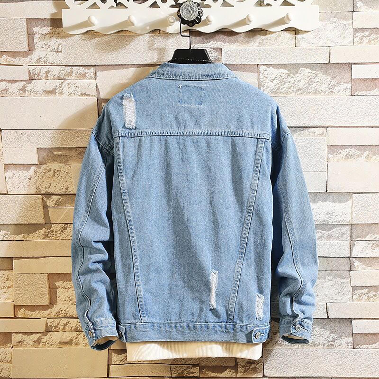 Giacca Jeans Uomo Giubbotto Abbigliamento Autunnali Giubbino Mezza Stagione Cowboy di Giacchetto Oversize Denim Casual Primaverile