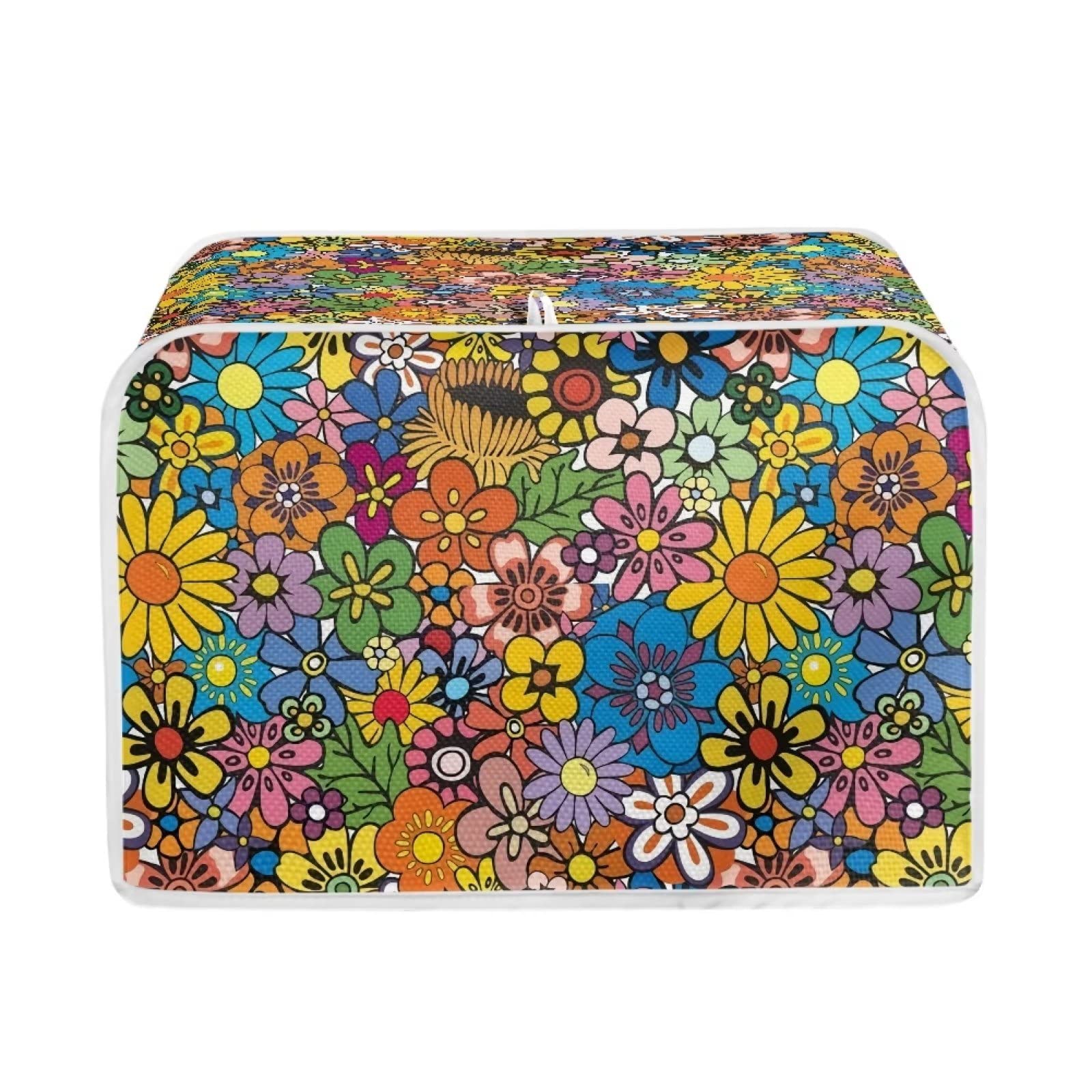 chaqlin Fashion Toaster Covers 4 Slice Long Slot Dust Protection Appliance Covers Toaster Accessories Colorful Flower Graphics