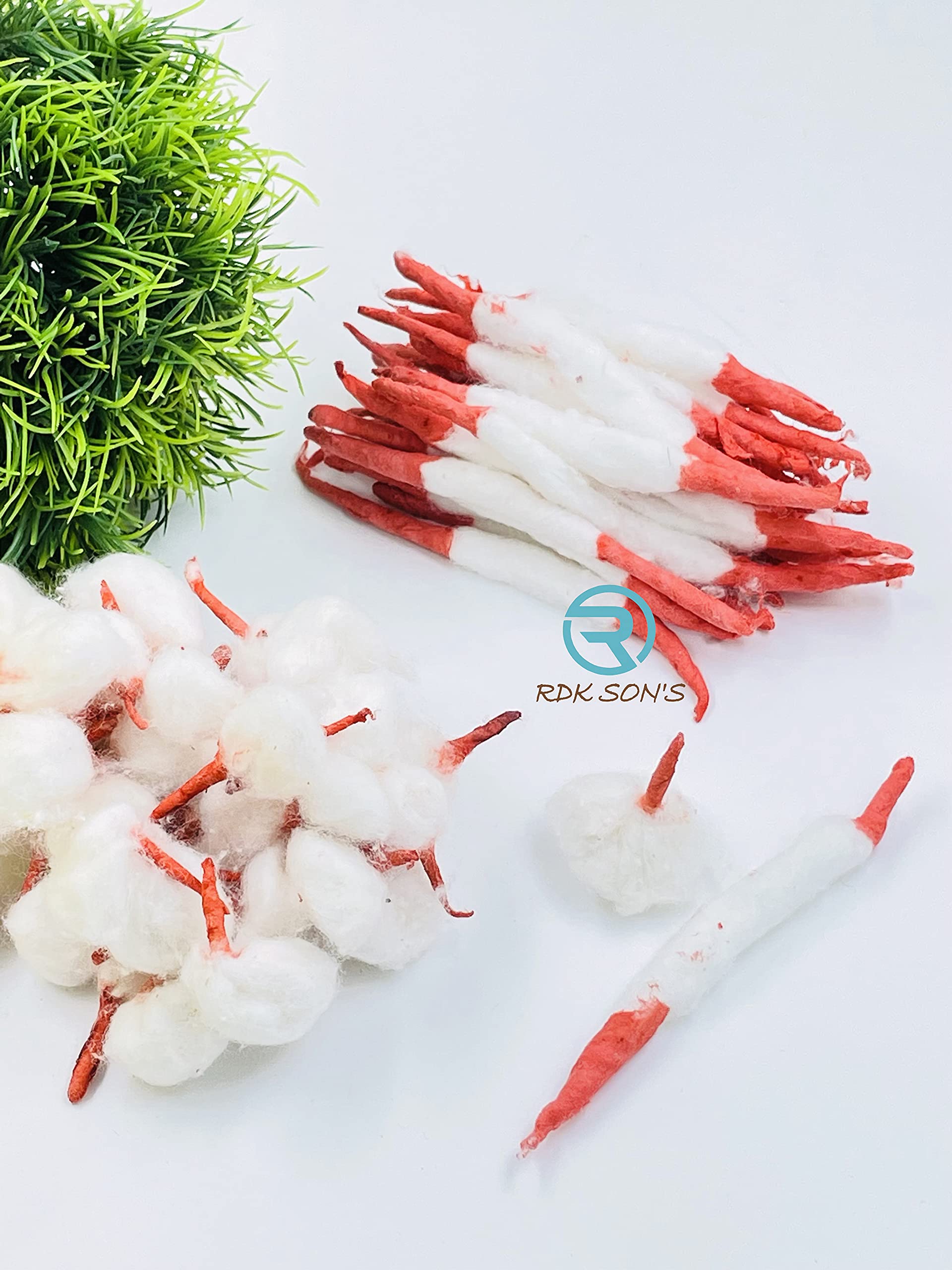 RDK SON'S® Raw Cotton Kesar Long and Round Combo Wicks Hand Made Diya Batti Ghee Wick Batti for Puja Long Diya Jyot Rui Batti Deepam Vattulu Pooja Articles (150+250PC)-picture-24
