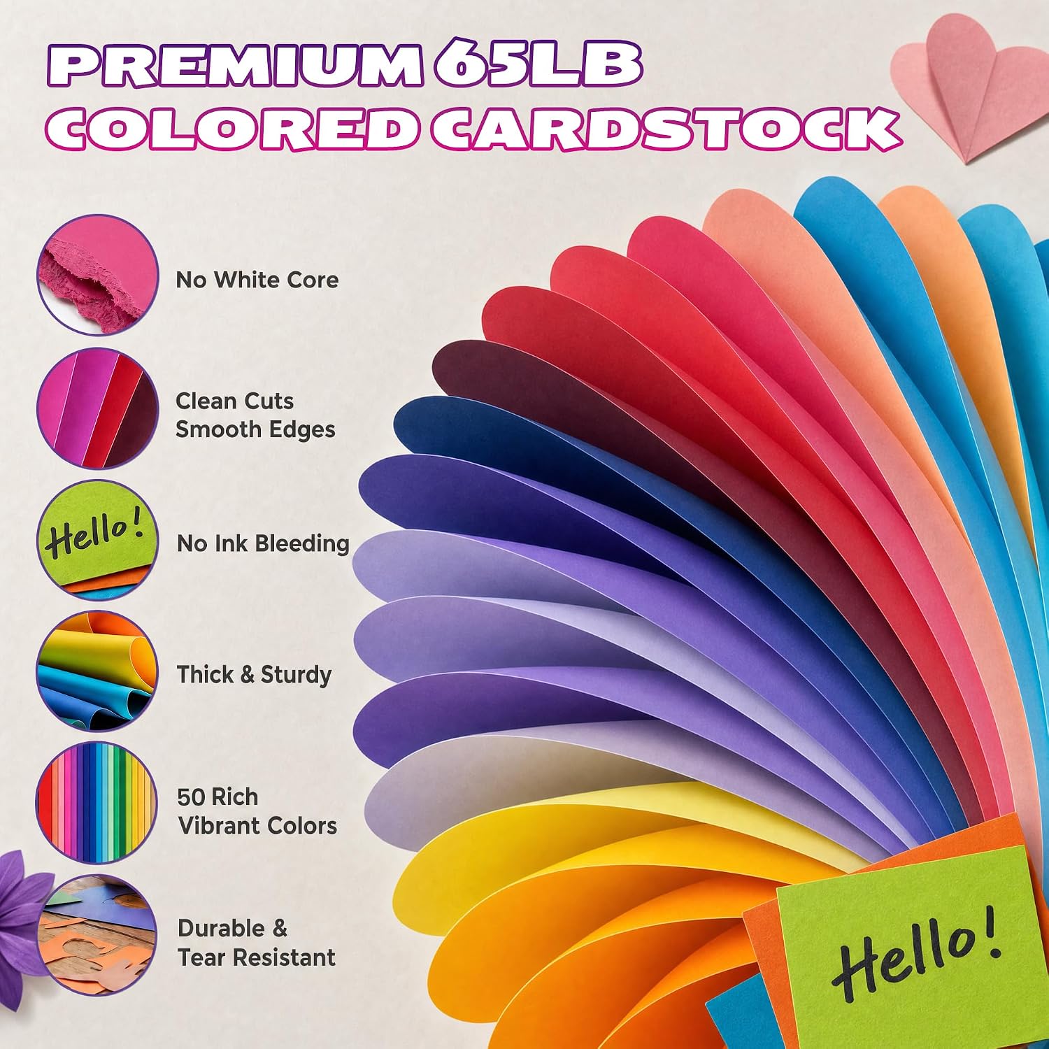 300 Sheets Colored Cardstock 8.5" X 11", 50 Colors Construction Paper image 4