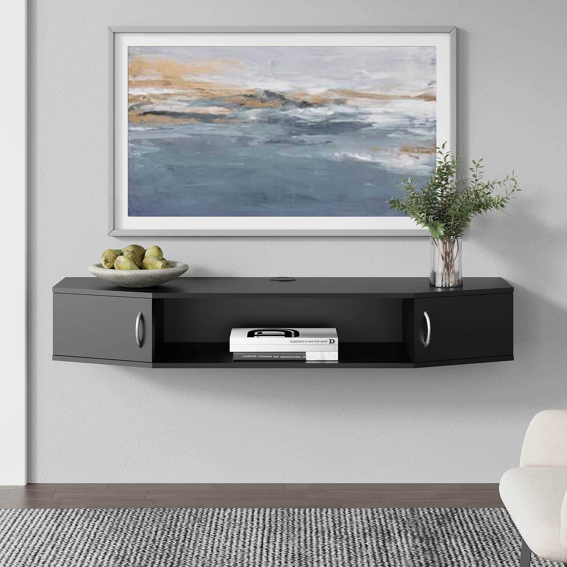 Buy Floating TV Stand Wall Mounted TV Shelf Media Console with Doors