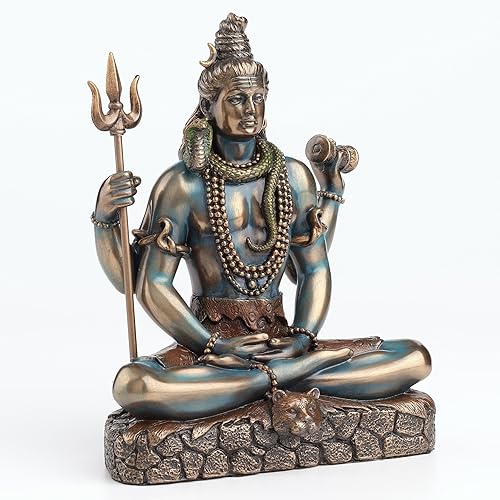 Miniatura 3 de Veronese Design Lord Shiva in Lotus Pose Hindu God Destroyer of Evil - Estatua de resina de 6.2 pulgadas de alto, acabado en bronce
