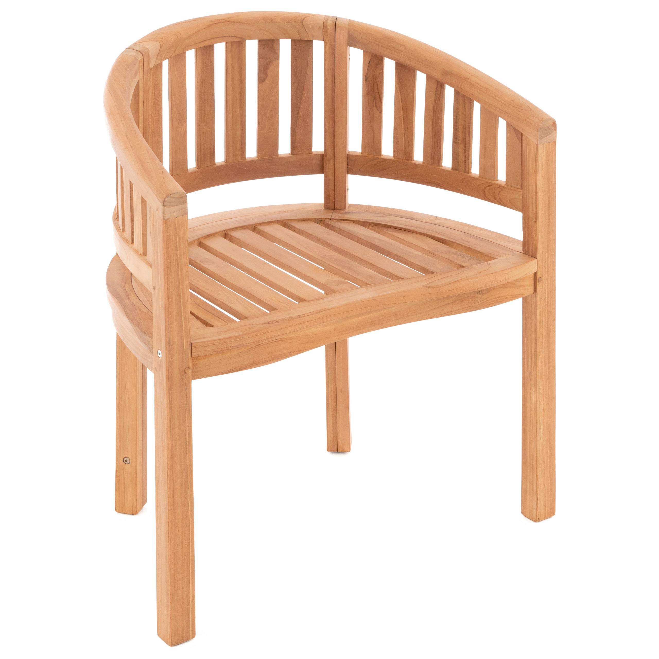Nexos Trading DIVERO Bananenstuhl Gartenstuhl geschwungen Teak Holz bequemer Sitzkomfort - massiv edel stilvoll besonderes Design handgemacht