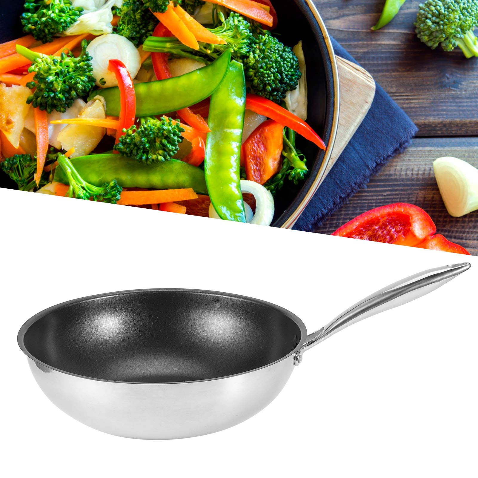 FLEXMAN 11.8in Non Stick Patelnia, Wielofunkcyjna Kuchenka Indukcyjna Ze Stali Nierdzewnej Skillets, Patelnia do Gotowania do Kuchen Indukcyjnych, Kuchenki Gazowe, Piece Ceramiczne