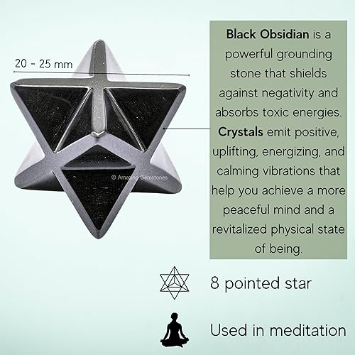 Miniatura 296 de Amazing Gemstone Larvikite Merkaba Crystal – Estrella de Merkaba metafísica de 1 pulgada para meditación – Cristal tetraedro energético y piedras