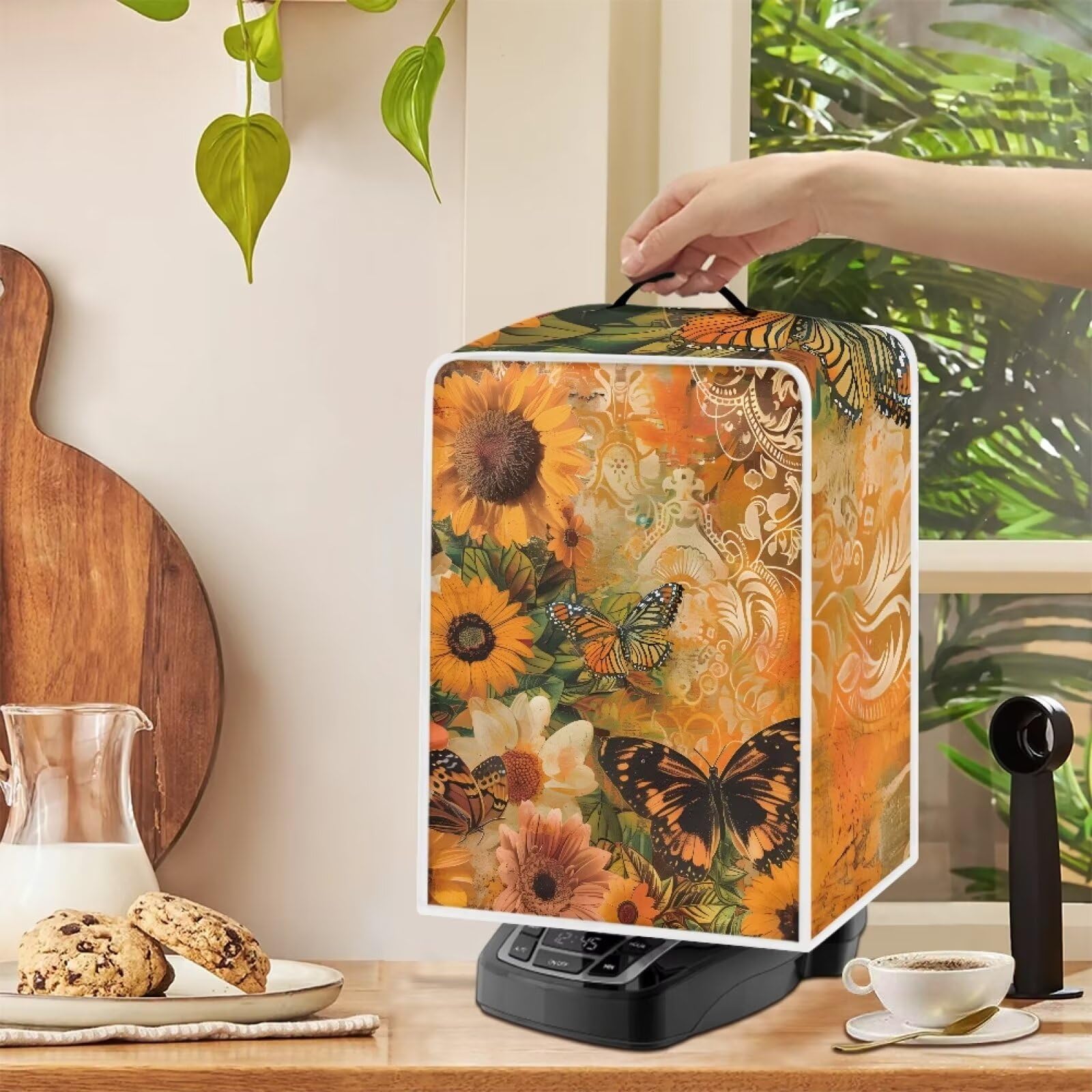 Amazon.com: Hzeswody 蝴蝶向日葵咖啡壺蓋帶頂部把手適用於廚房與