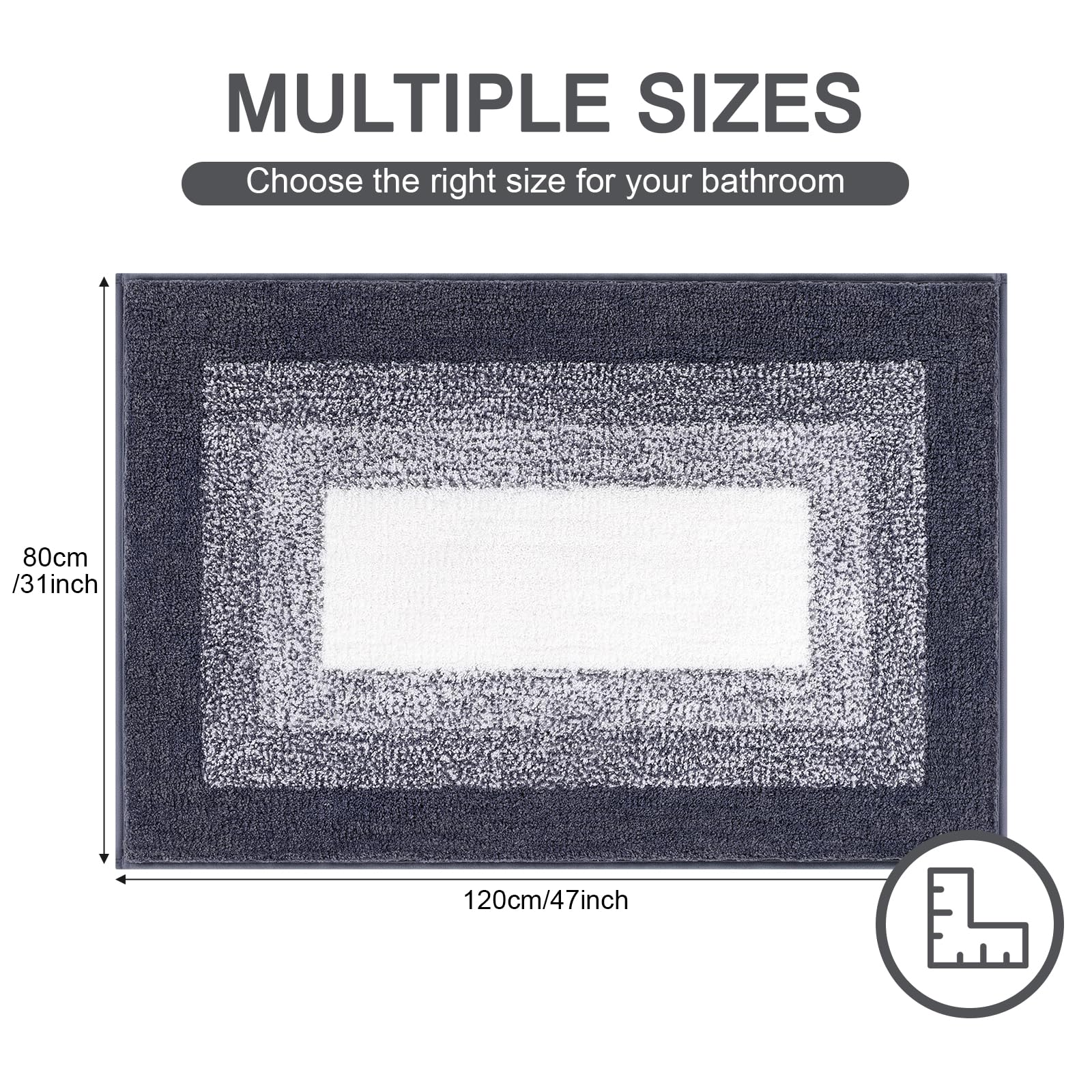 GONICVIN Badkamermatten, 70 x 120 cm pluizige microvezel absorberende antislip badmatten, machinewasbare badtapijten voor bad, douche en badkamer (grijs GONICVIN Badkamermatten, 70 x 120 cm pluizige microvezel absorberende antislip badmatten, machinewasbare badtapijten voor bad, douche en badkamer (grijs