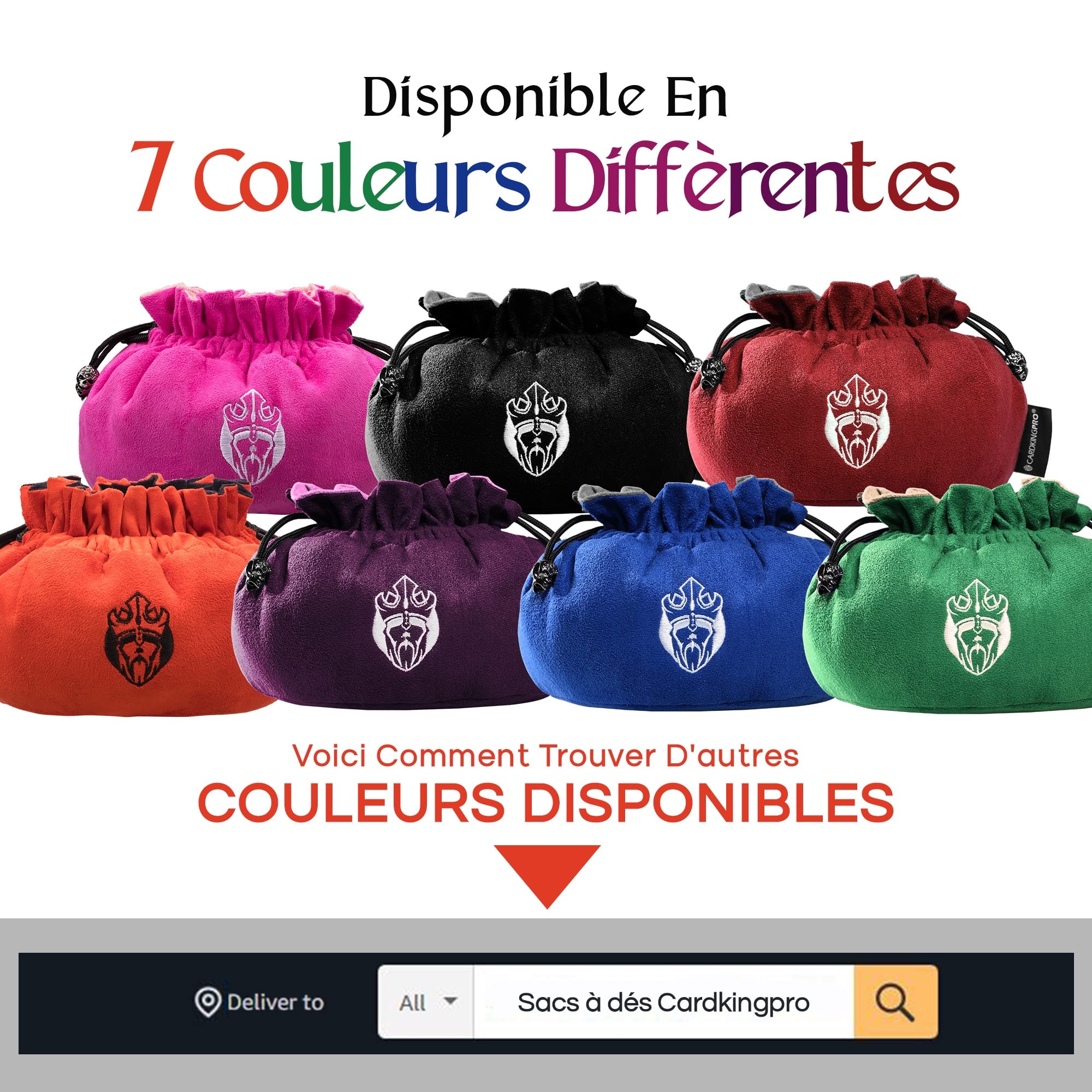CardKingPro Sac à Dés Immense avec Poches - Bleu - Capacité 150+ Dés - Excellent Organisateur pour Collectionneurs de Dés, Parfait pour Dungeons and Dragons [Design Breveté]