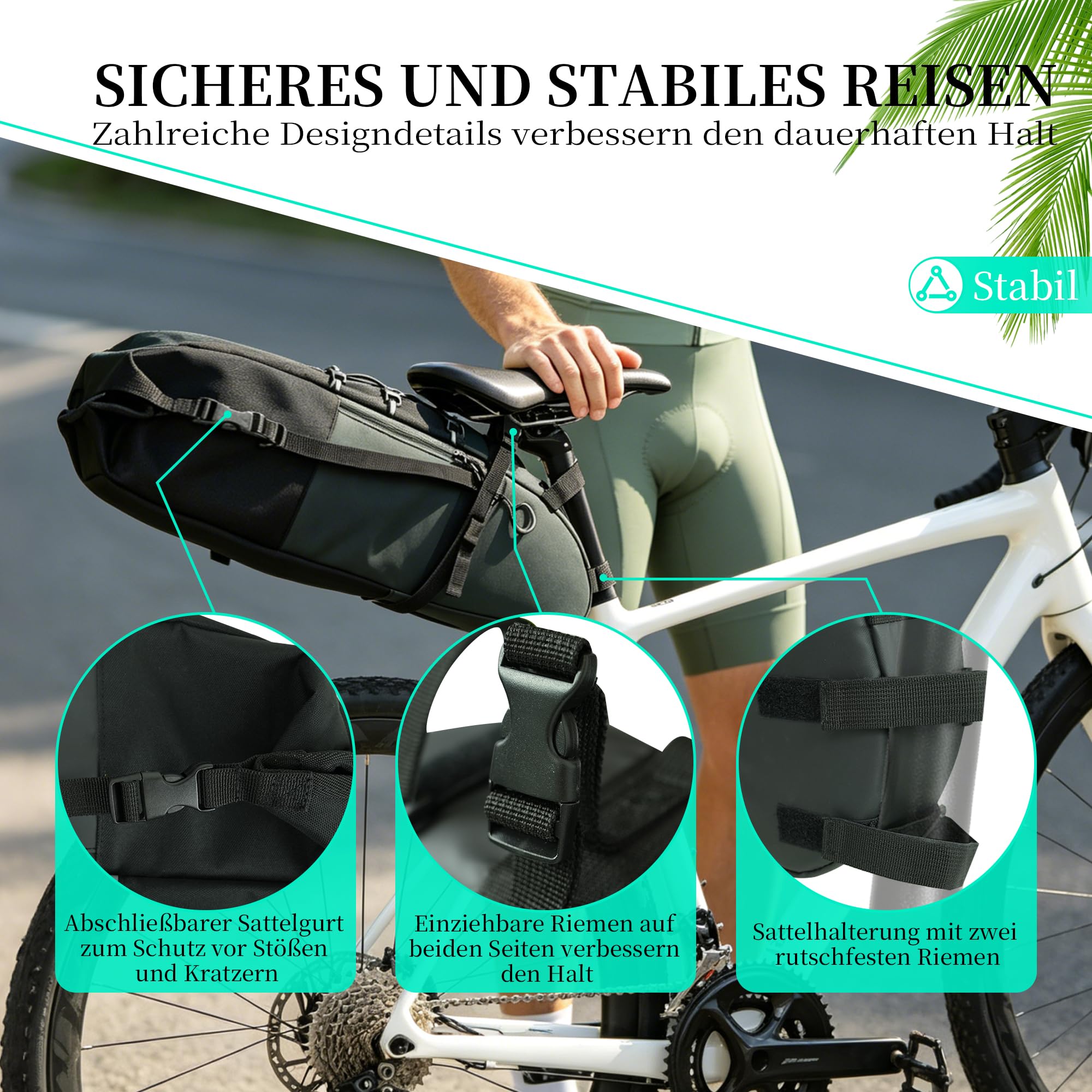 AUMTISC Fahrrad Satteltasche 11L,Sitztasche Aufbewahrungstasche für Outdoor Rennräder Fahrräder, Mountainbikes